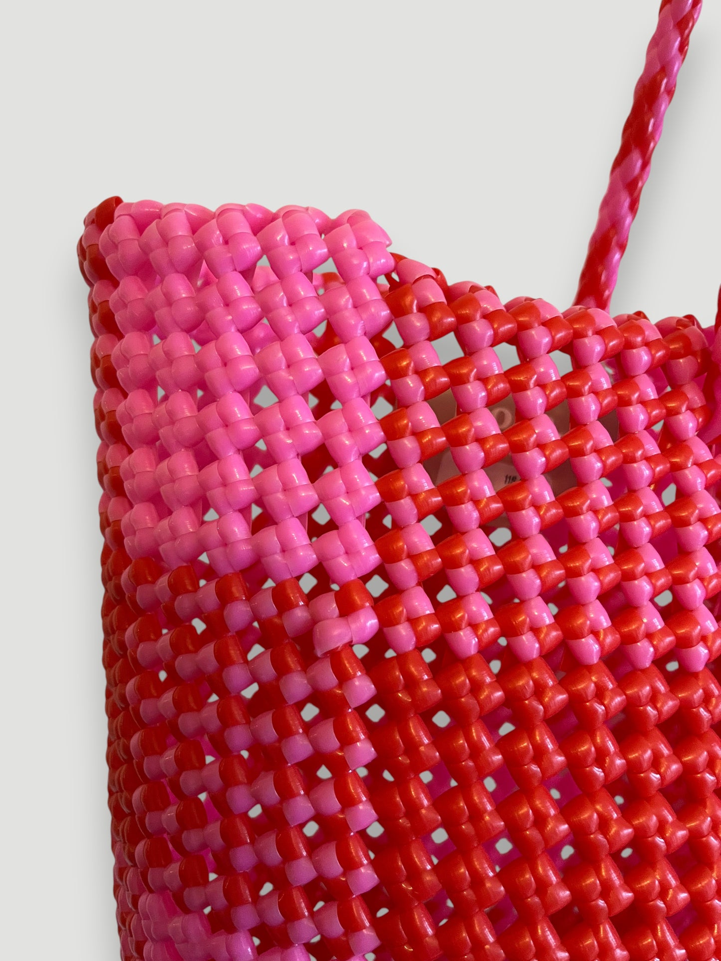 No. 12L - IMPERFECT BASKET BAG - LARGE - light pink &amp; red