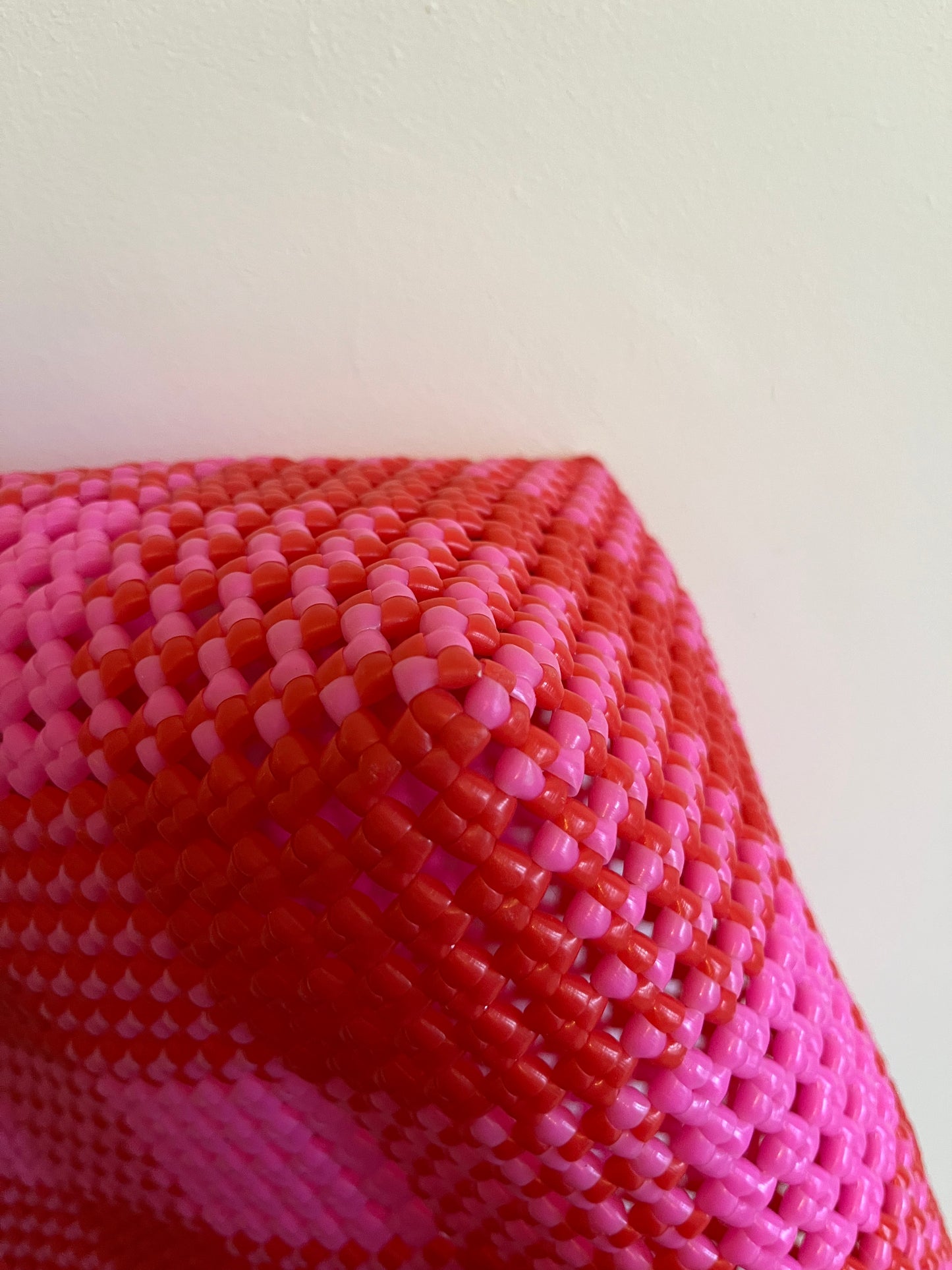 N°12L - SAC CABAS IMPARFAIT - GRAND - rose clair & rouge