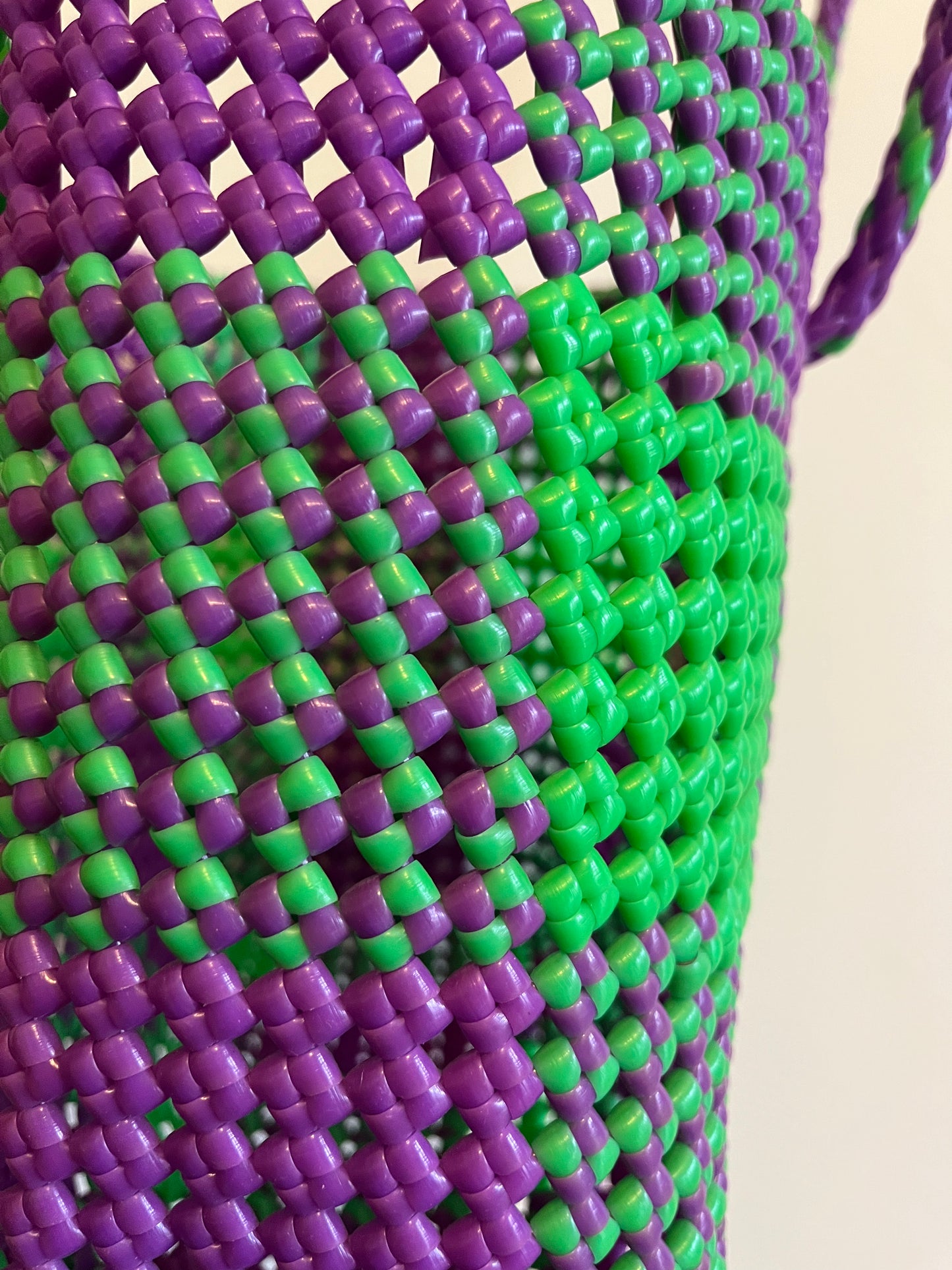N°2M - SAC PANIER IMPARFAIT - MOYEN - vert fluo & violet