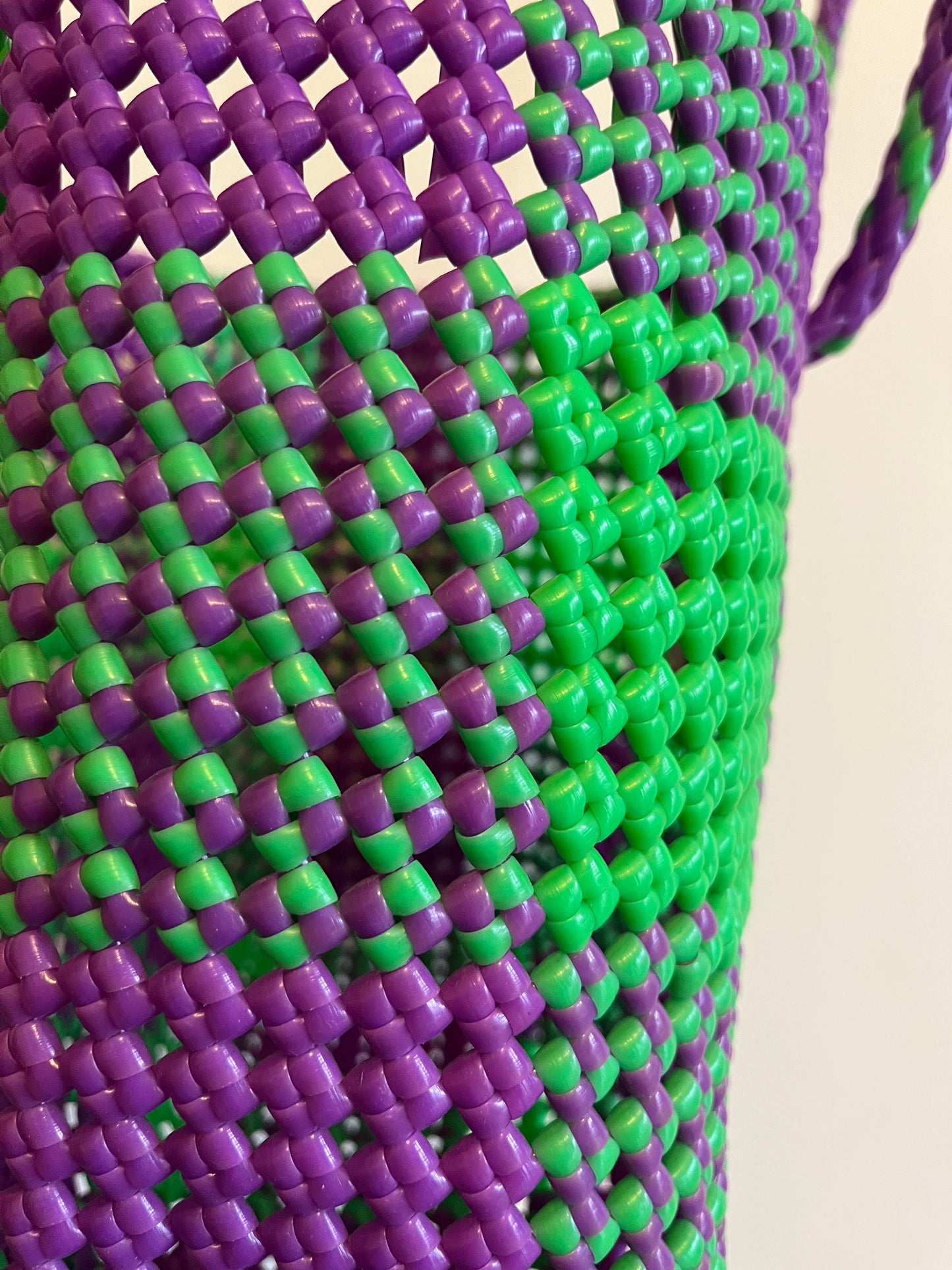 N°2M - SAC PANIER IMPARFAIT - MOYEN - vert fluo & violet