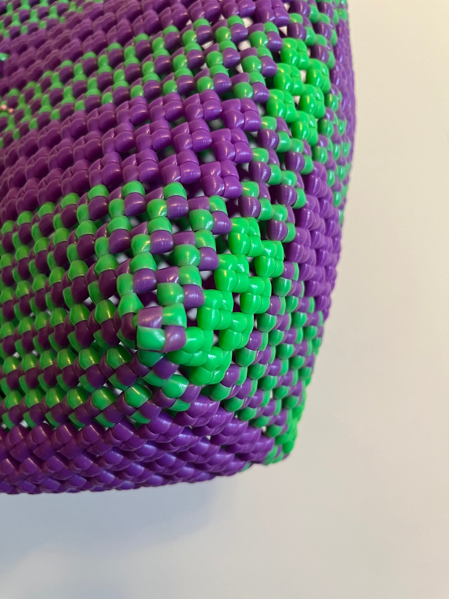 N°2S bis - SAC CABAS IMPARFAIT - PETIT - violet & vert fluo