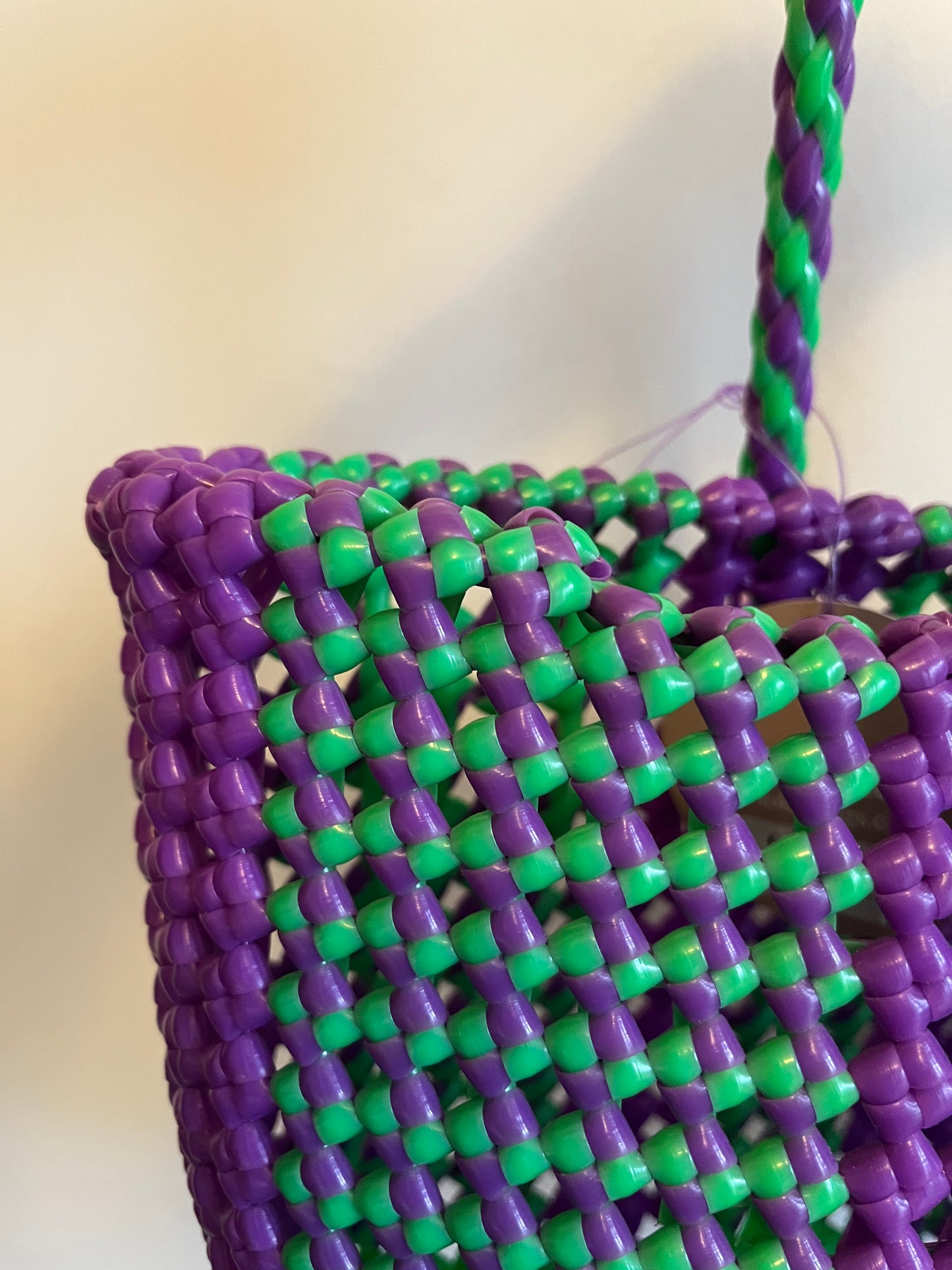 N°2S bis - SAC CABAS IMPARFAIT - PETIT - violet & vert fluo