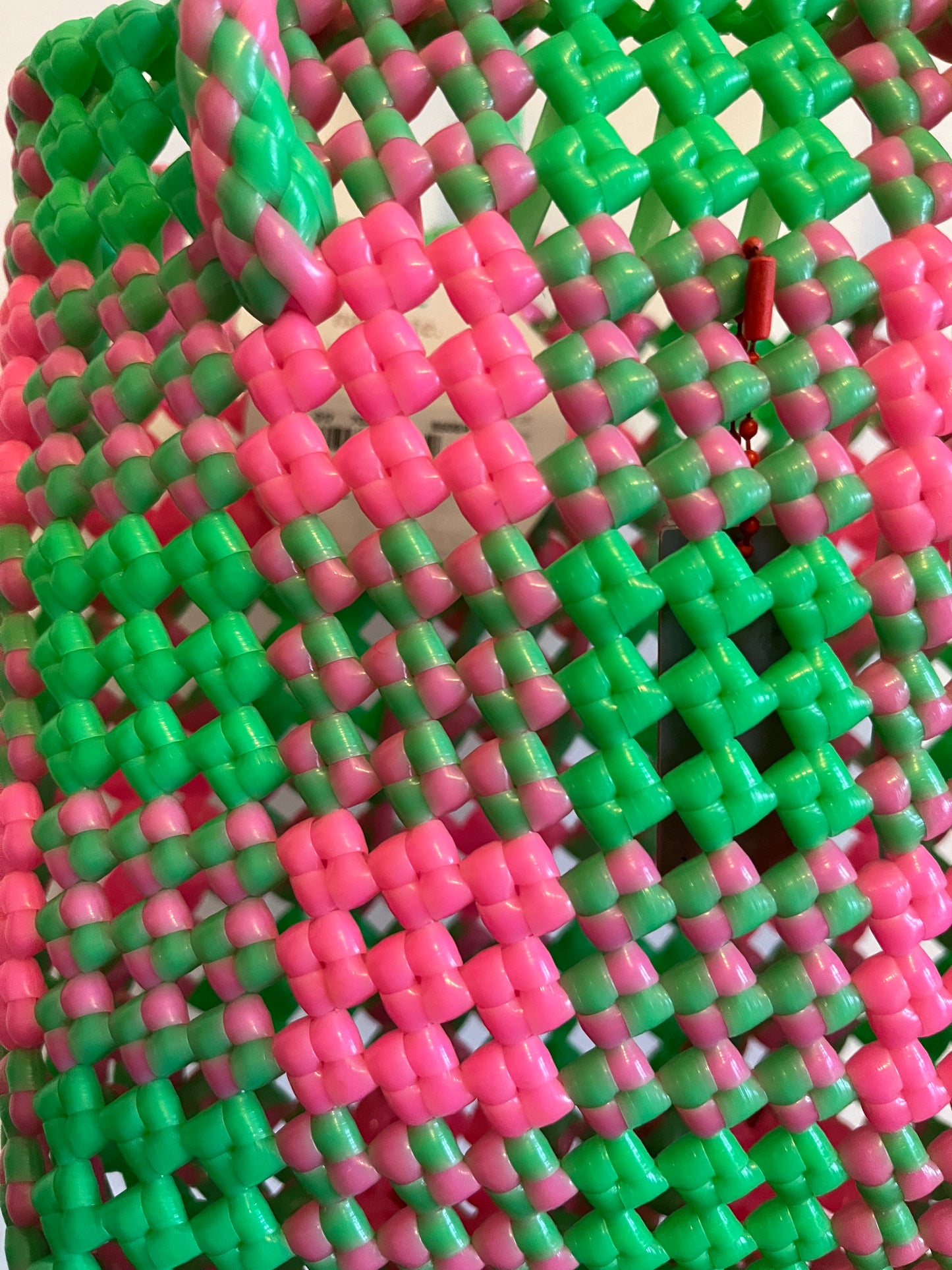 N°105XS - SAC CABAS IMPARFAIT - MINI - rose clair & vert fluo