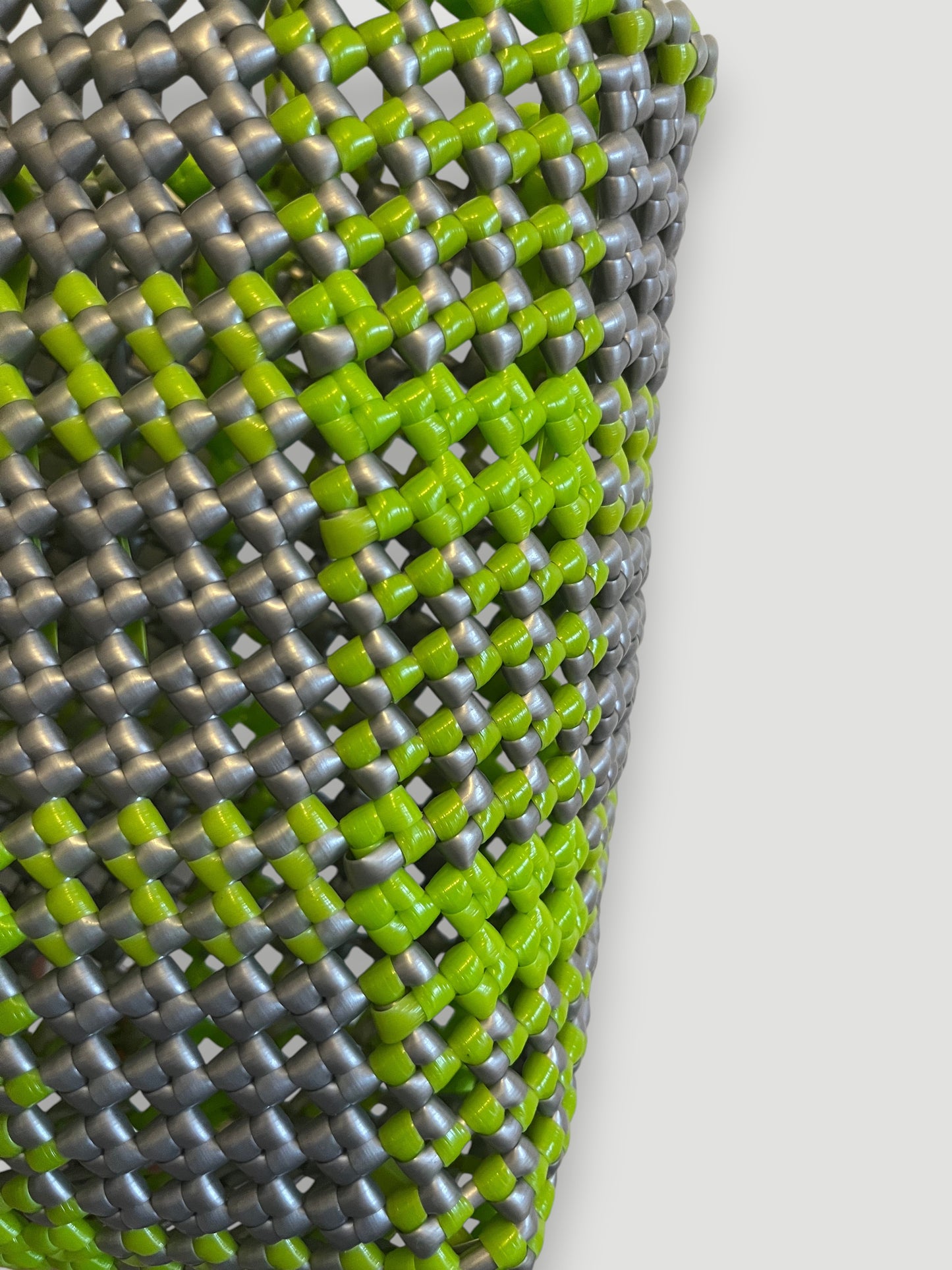 No. 198S - IMPERFECT BASKET BAG - SMALL - silver &amp; light green