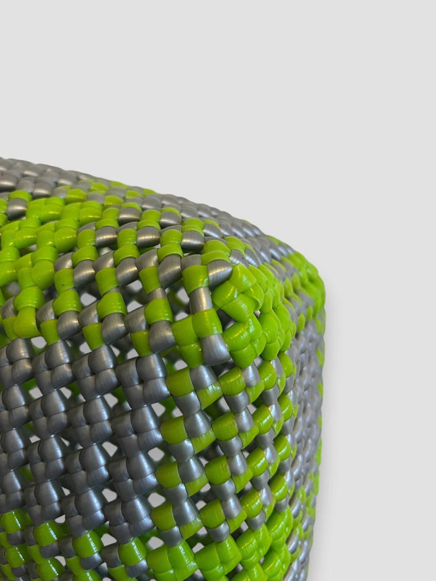 No. 198S - IMPERFECT BASKET BAG - SMALL - silver &amp; light green