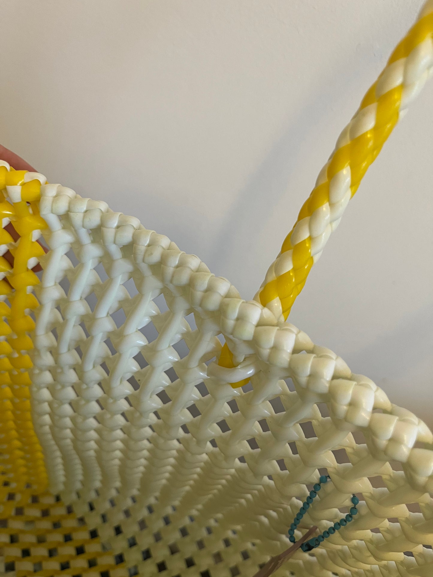 No. 172M - IMPERFECT BASKET BAG - MEDIUM - yellow &amp; white