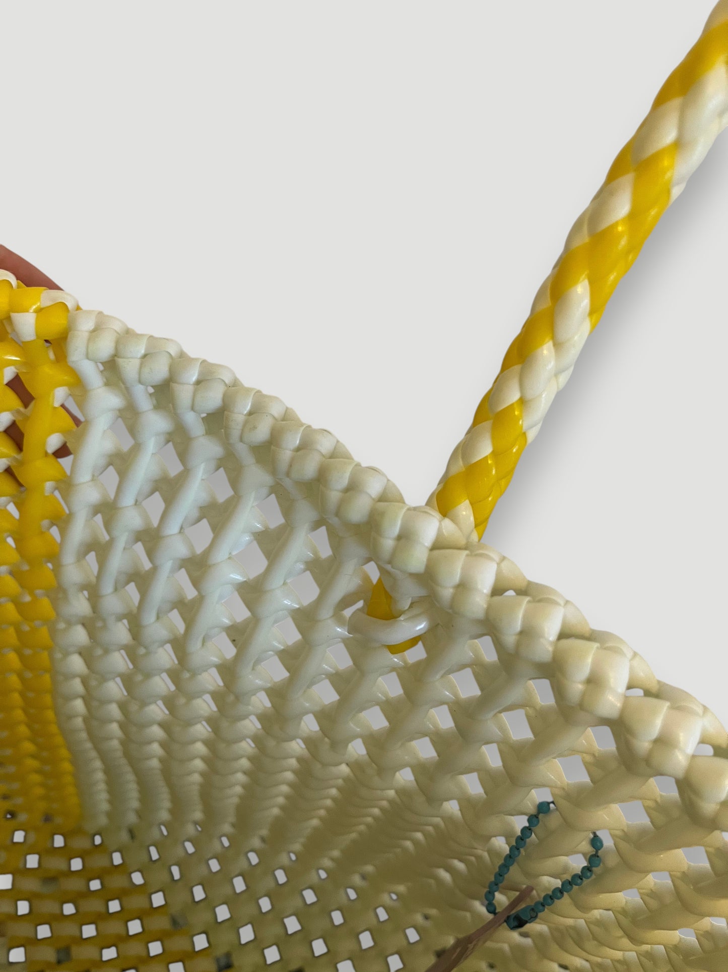 No. 172M - IMPERFECT BASKET BAG - MEDIUM - yellow &amp; white