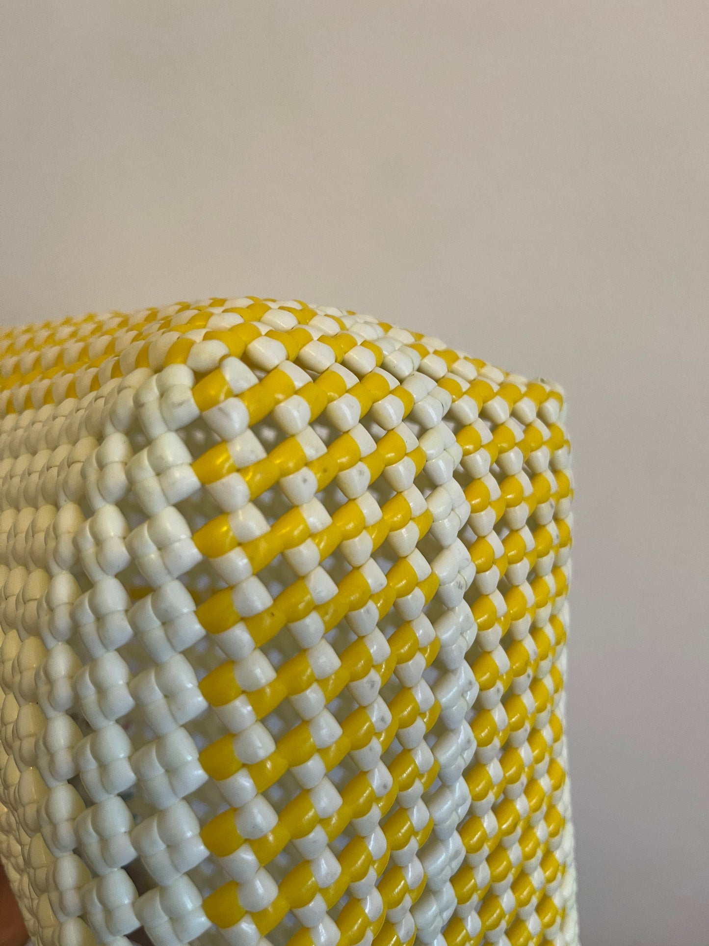 No. 172M - IMPERFECT BASKET BAG - MEDIUM - yellow &amp; white