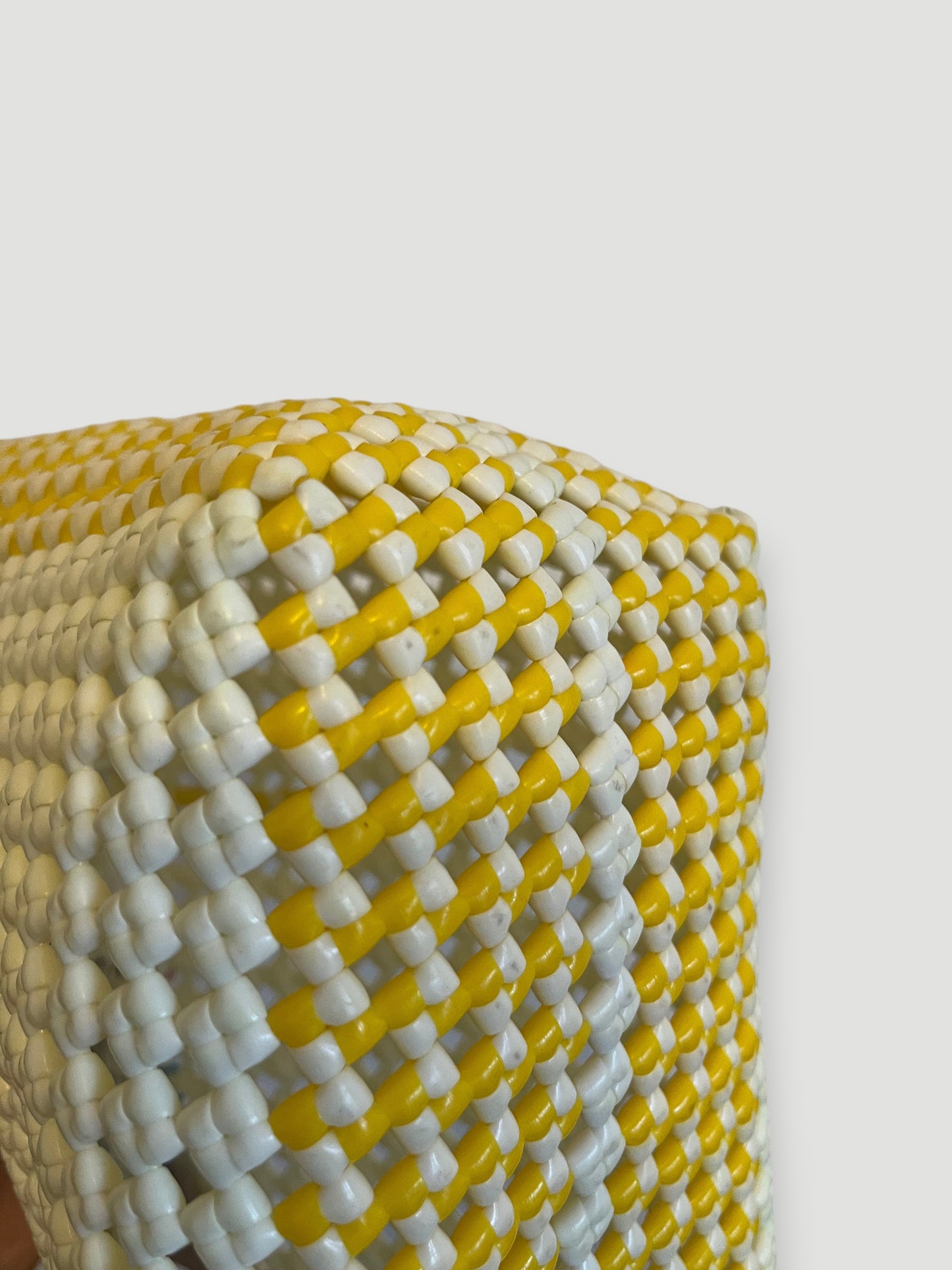 No. 172M - IMPERFECT BASKET BAG - MEDIUM - yellow &amp; white