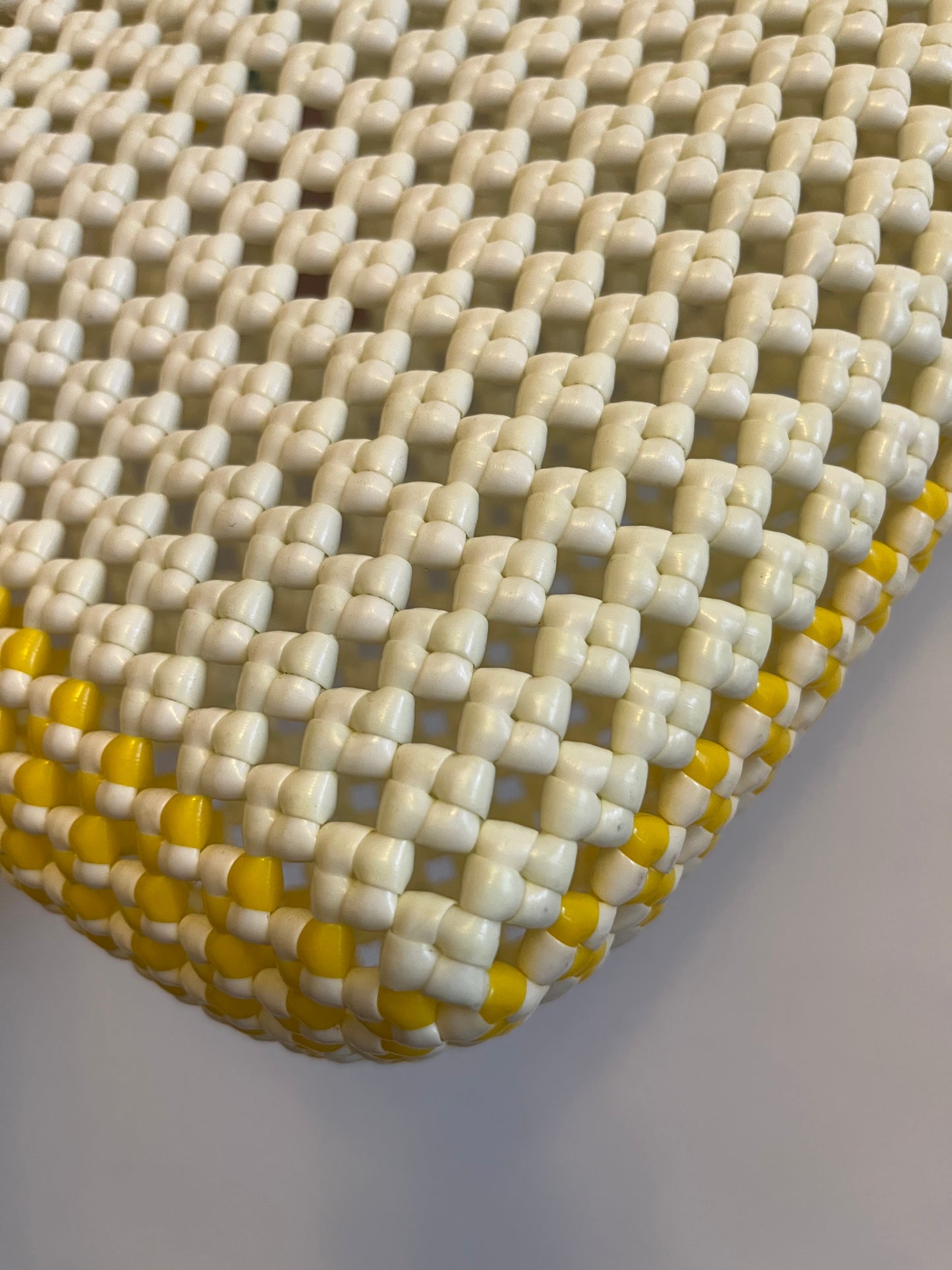 No. 172M - IMPERFECT BASKET BAG - MEDIUM - yellow &amp; white