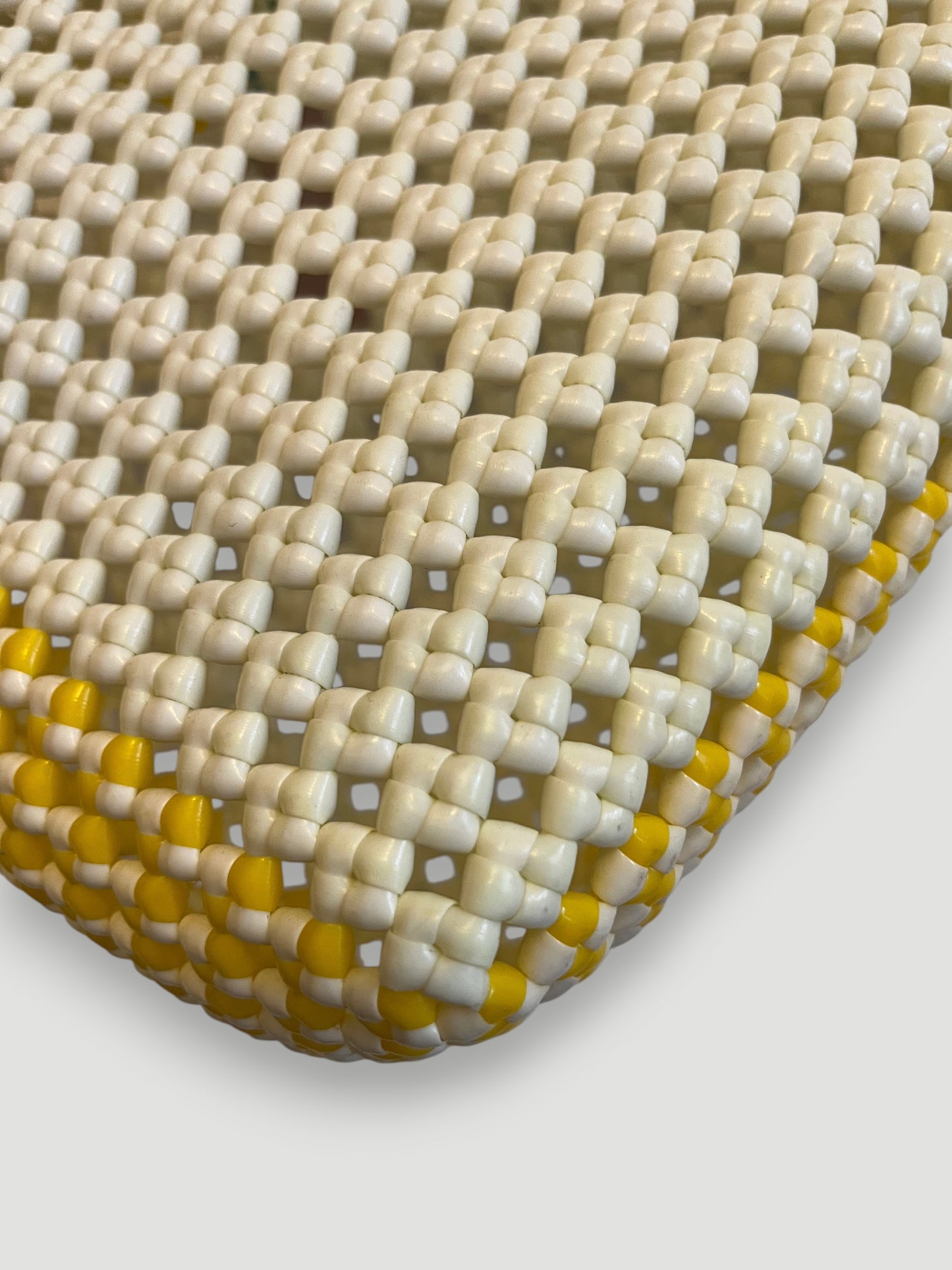 No. 172M - IMPERFECT BASKET BAG - MEDIUM - yellow &amp; white