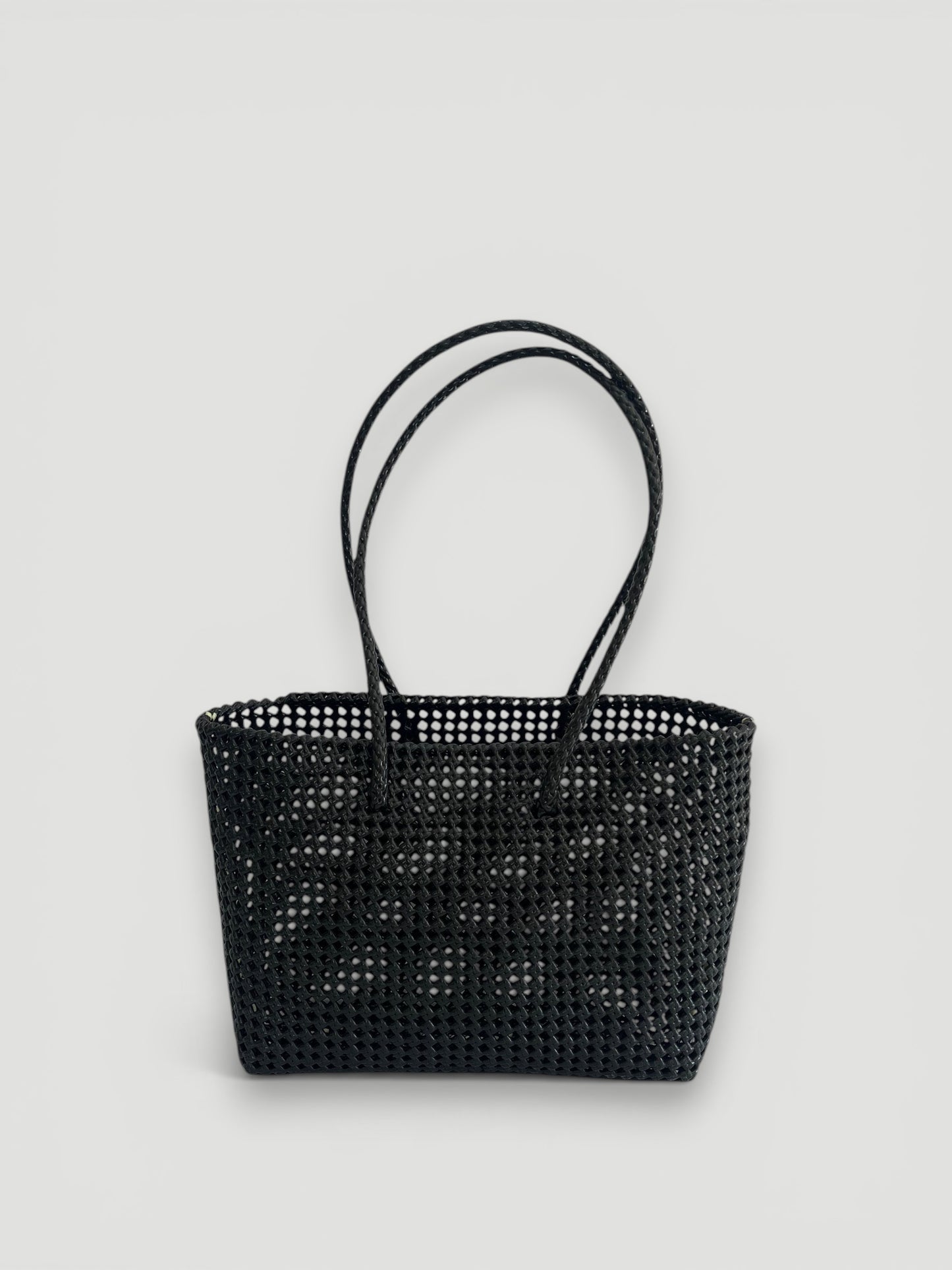 N°47L bis - SAC PANIER TRESSÉ MAIN - GRAND - noir & crème