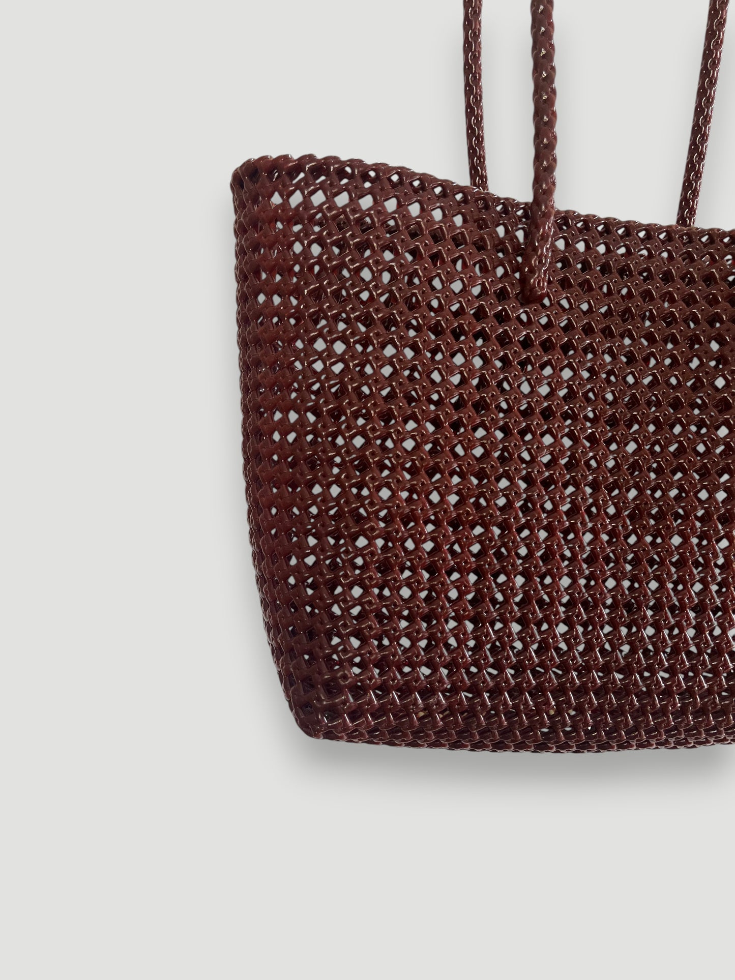 N°257L bis - SAC PANIER TRESSÉ MAIN - GRAND - bordeaux & crème