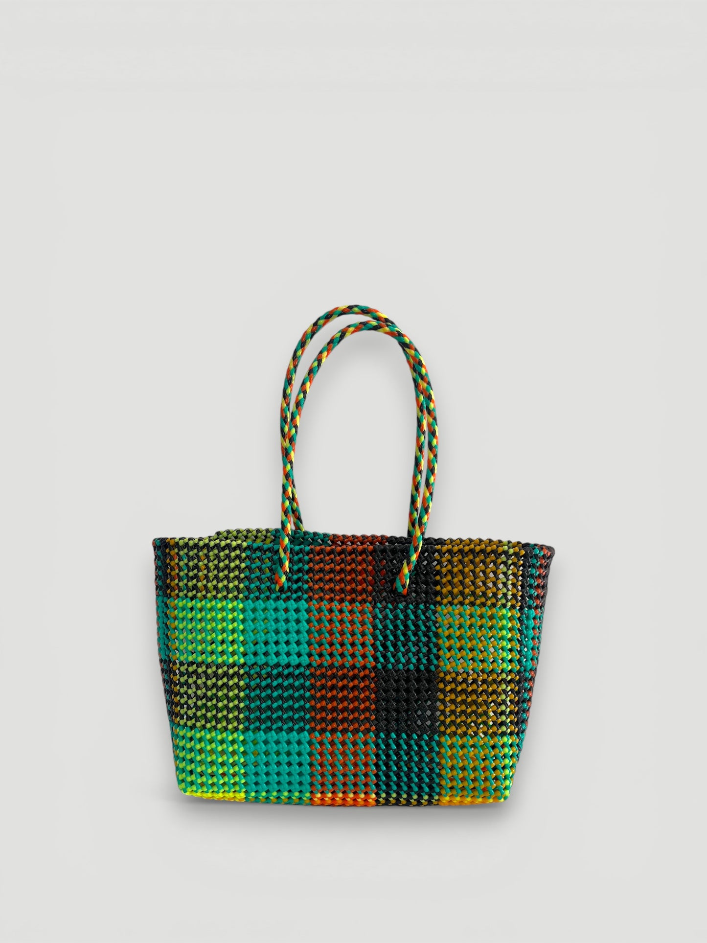 N°517L - SAC PANIER TRESSÉ MAIN - GRAND - multicolors