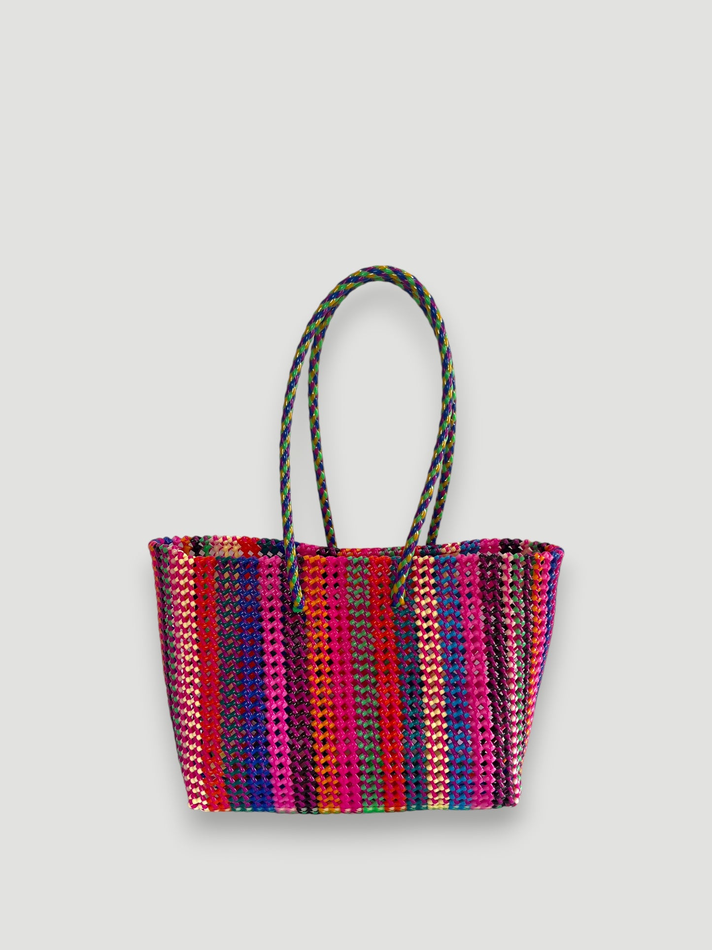N°518L - SAC PANIER TRESSÉ MAIN - GRAND - multicolors
