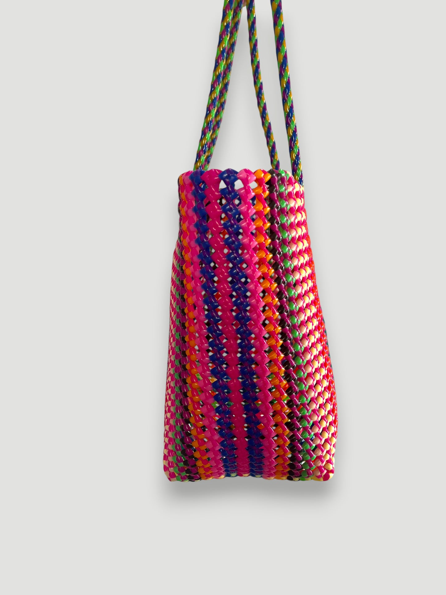 N°518L - SAC PANIER TRESSÉ MAIN - GRAND - multicolors