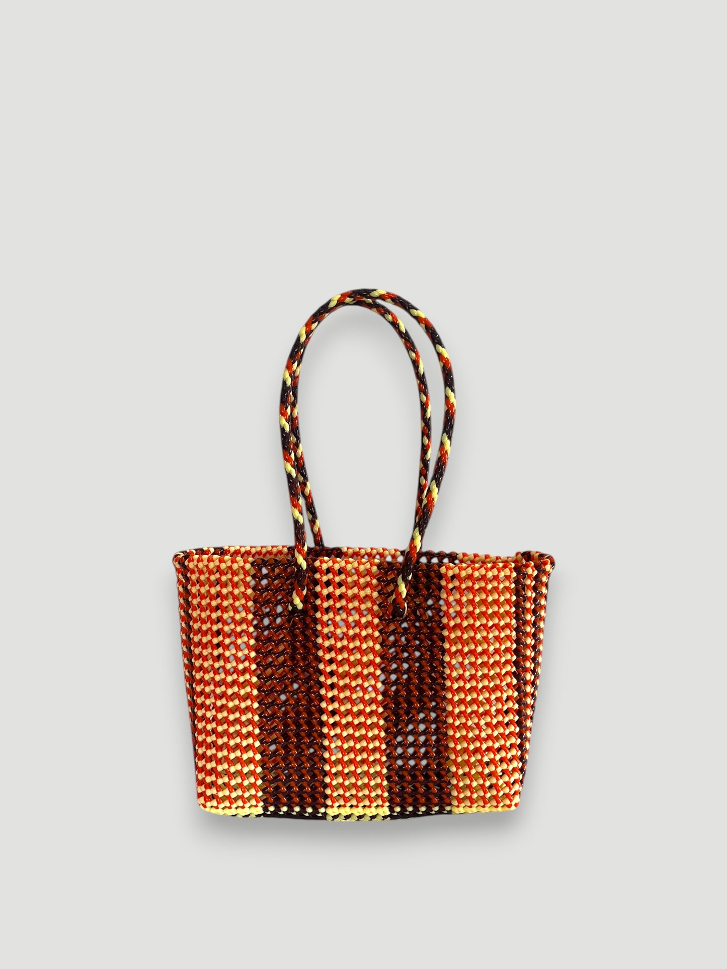 N°262M - SAC PANIER TRESSÉ MAIN - MOYEN - multicolors