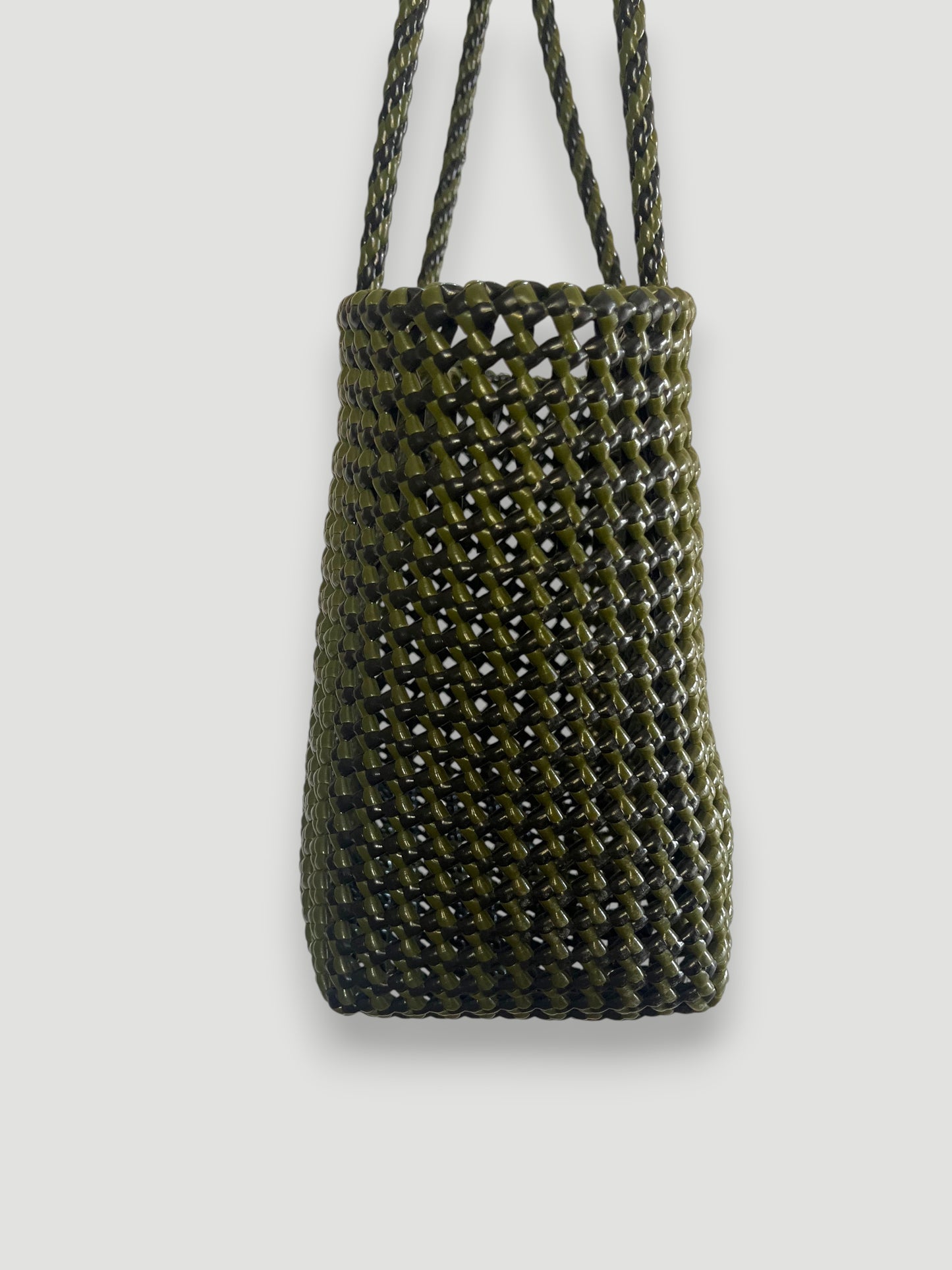 No. 259M - Hand-braided basket bag - medium - black &amp; khaki