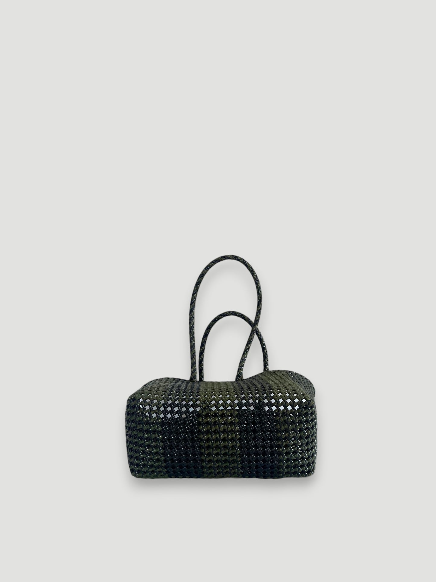 No. 259M - Hand-braided basket bag - medium - black &amp; khaki