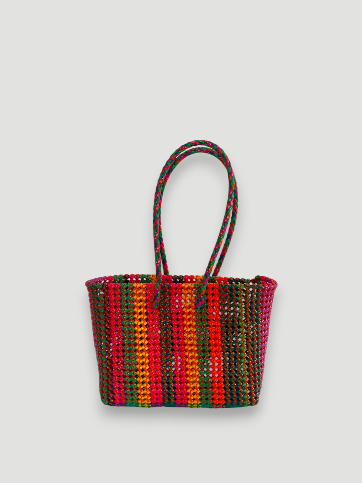 N°519M - SAC PANIER TRESSÉ MAIN - MOYEN - multicolors
