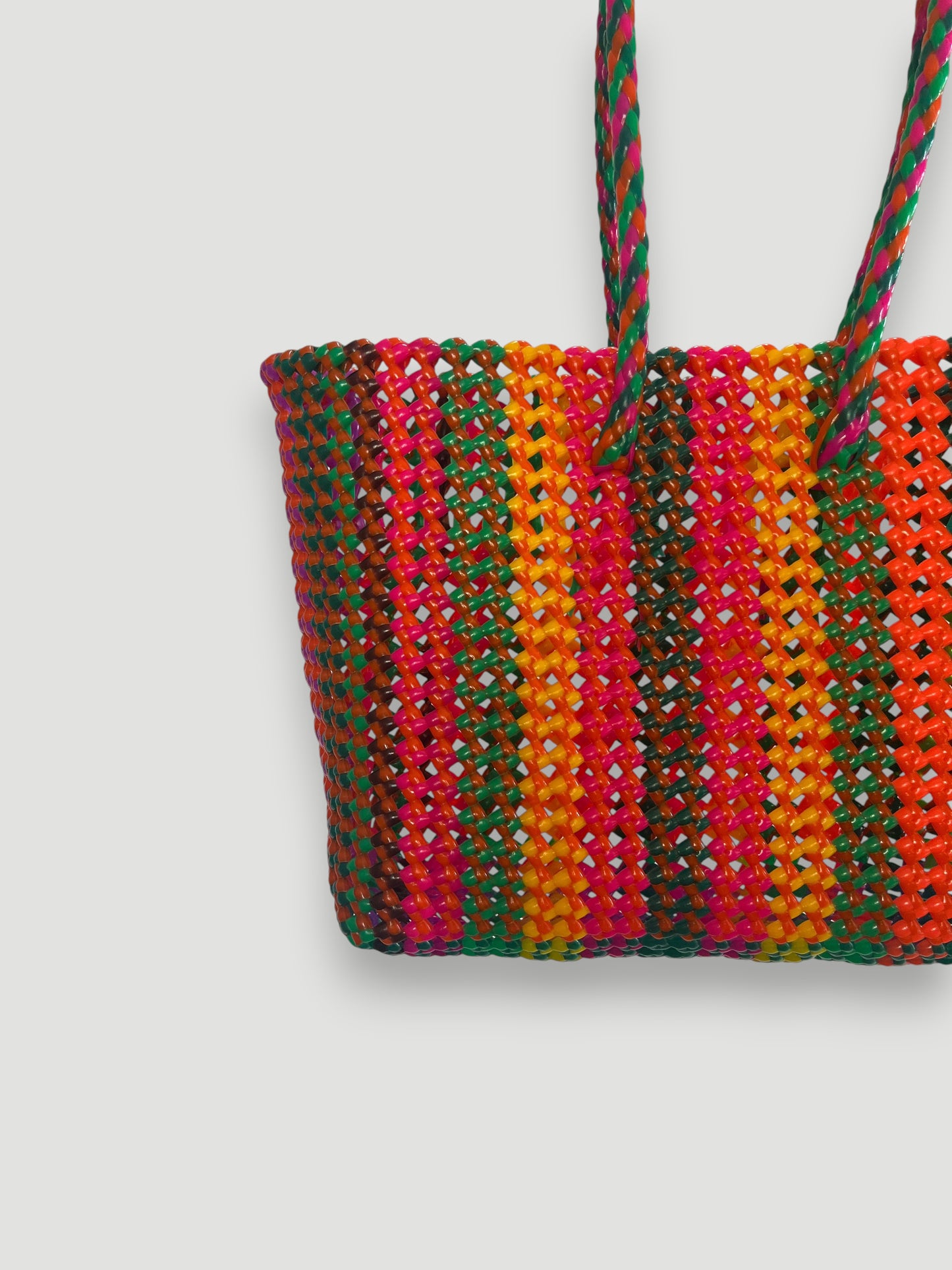 N°519M - SAC PANIER TRESSÉ MAIN - MOYEN - multicolors