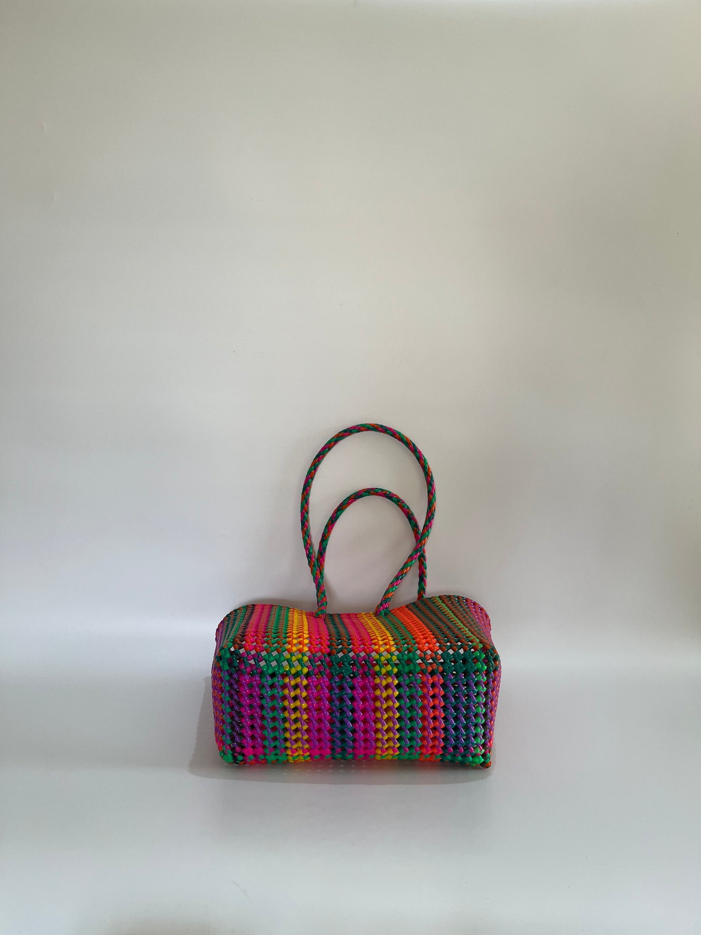 No. 519M - Hand-braided basket bag - medium - multicoloured