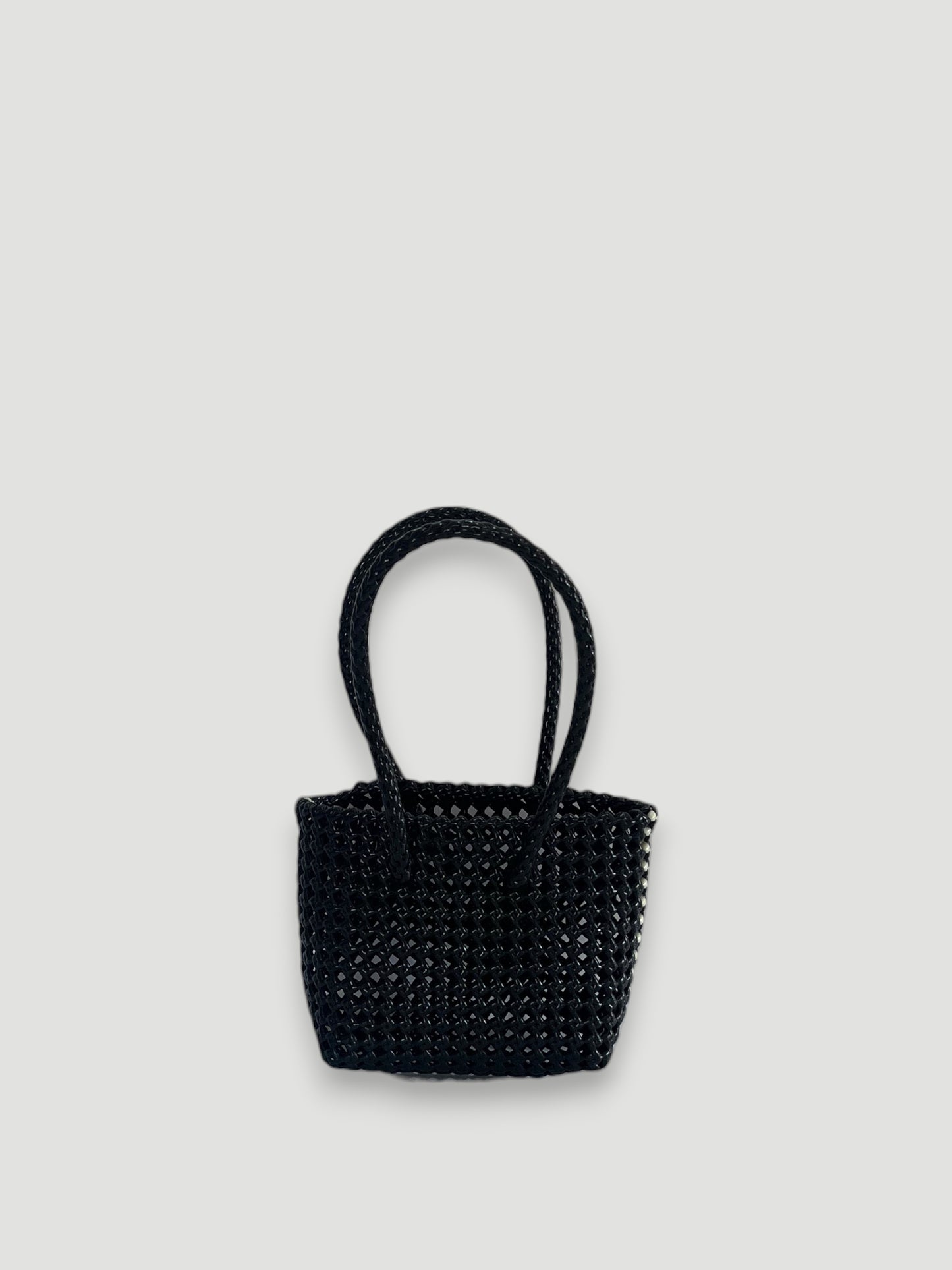 N°47XS bis - SAC PANIER TRESSÉ MAIN - MINI - noir & crème