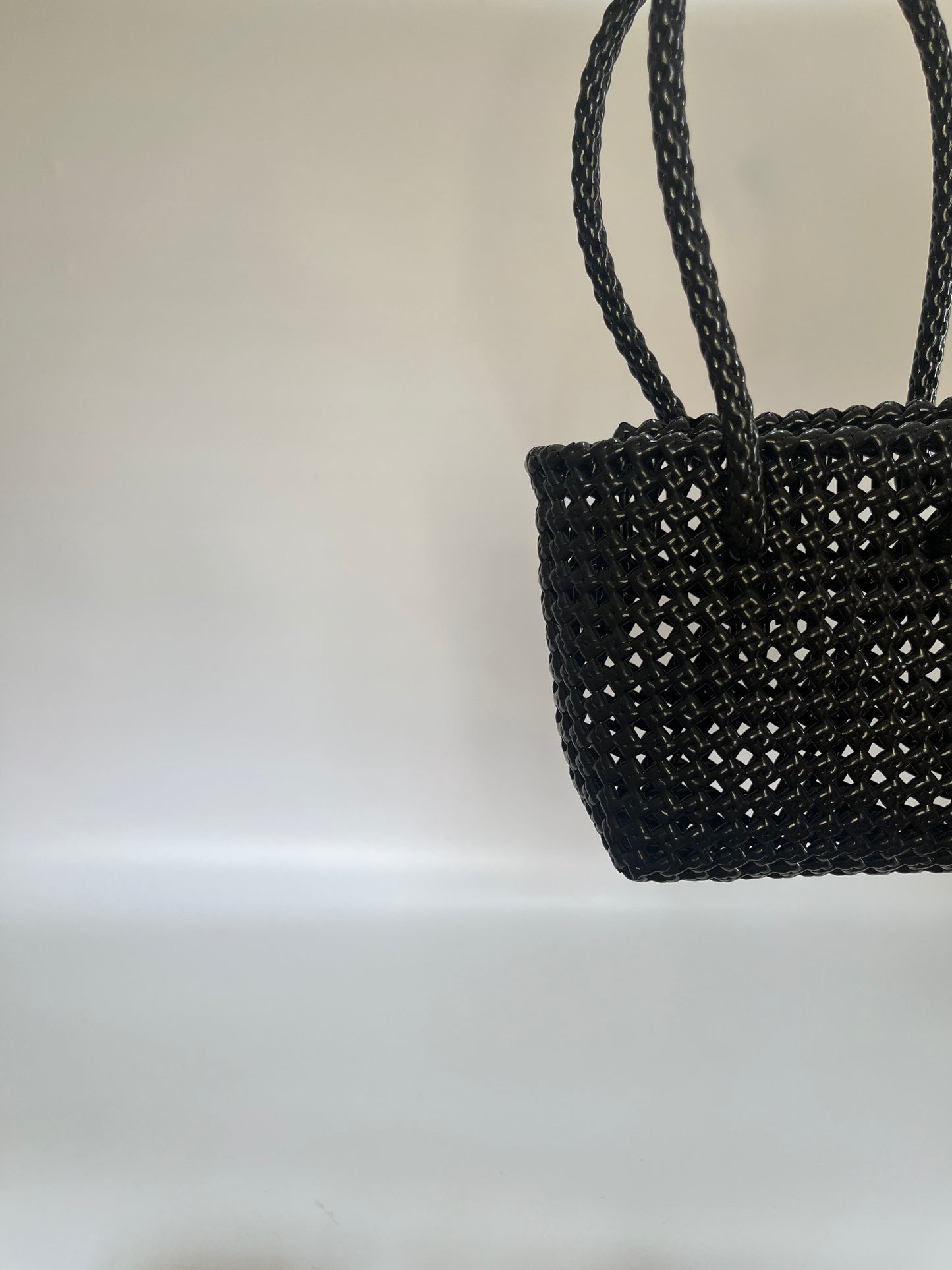 No. 47XS - Hand-braided basket bag - mini - black &amp; cream