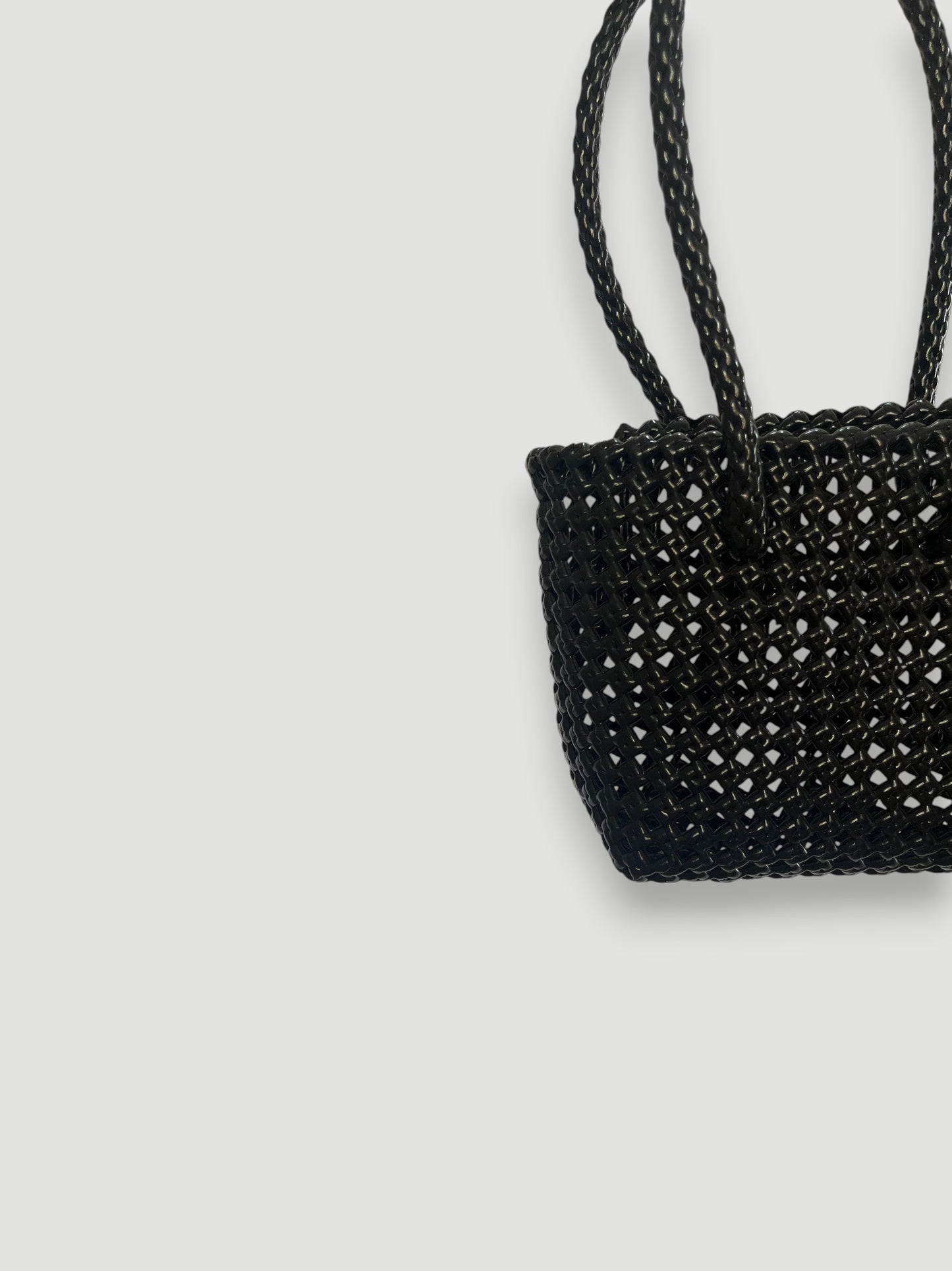 N°47XS bis - SAC PANIER TRESSÉ MAIN - MINI - noir & crème