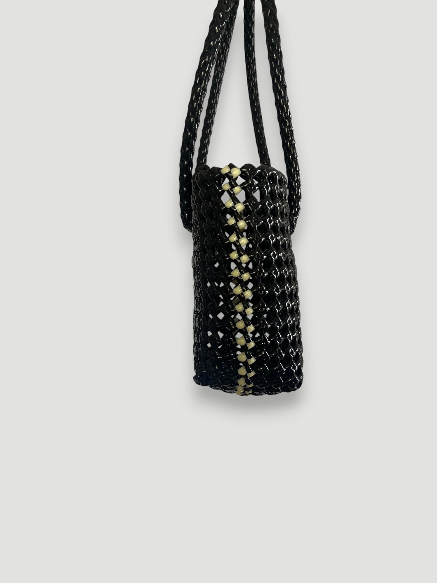 N°47XS bis - SAC PANIER TRESSÉ MAIN - MINI - noir & crème