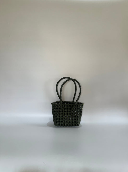 No. 45XS - Hand-braided basket bag - mini - khaki &amp; cream