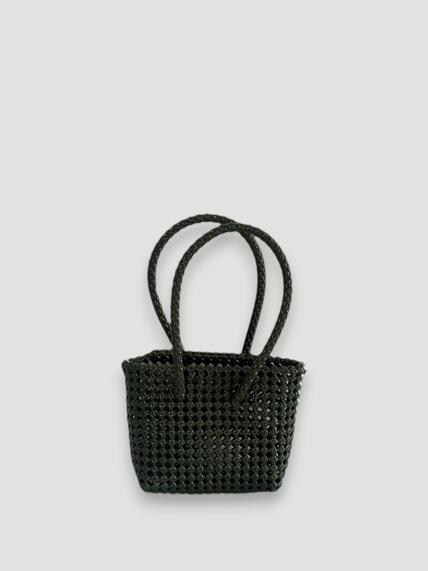 N°45XS bis - SAC PANIER TRESSÉ MAIN - MINI - kaki & crème