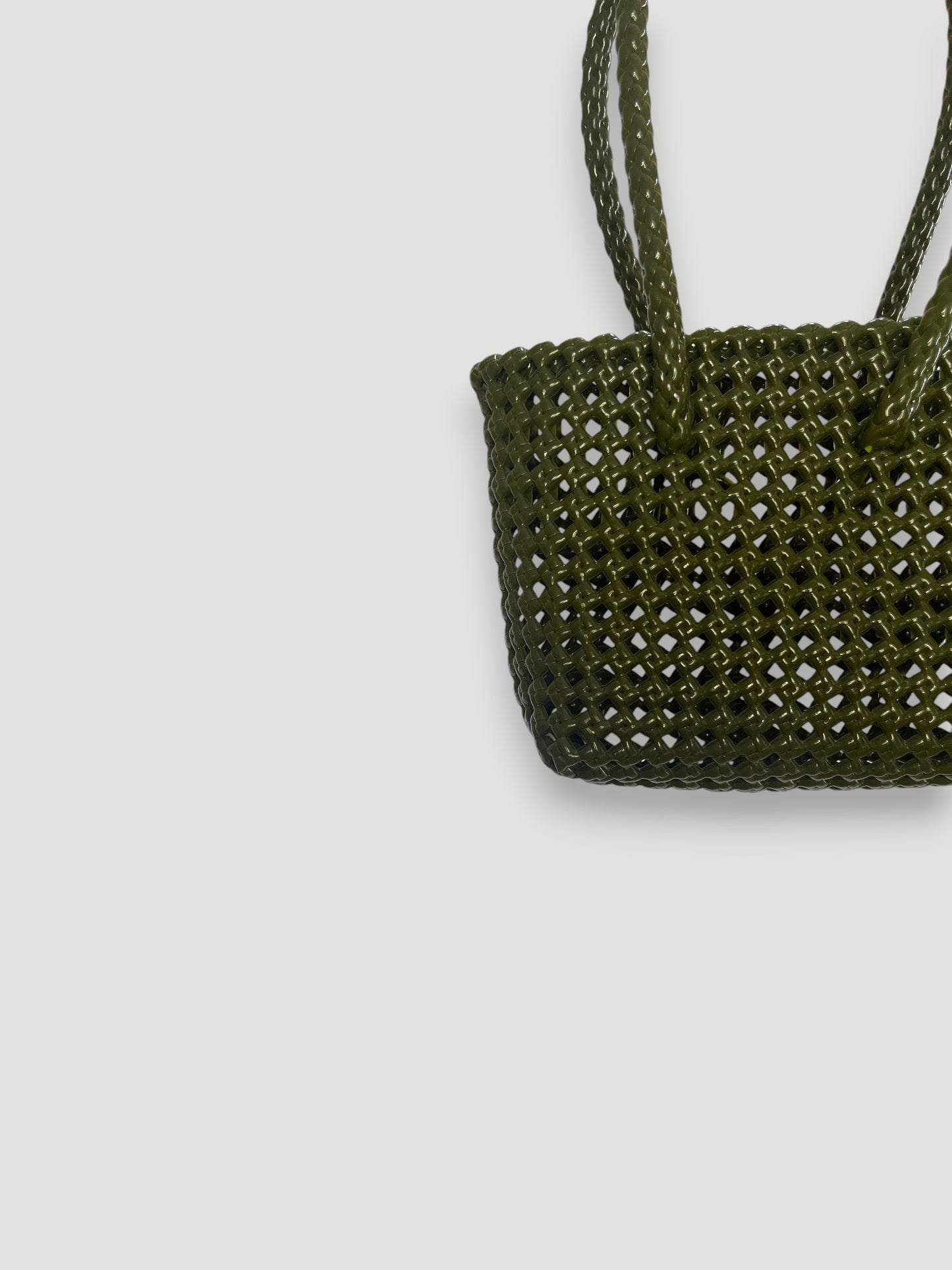 N°45XS bis - SAC PANIER TRESSÉ MAIN - MINI - kaki & crème