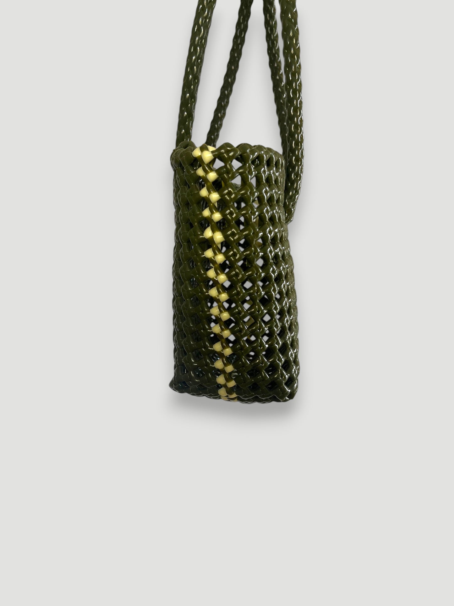 N°45XS bis - SAC PANIER TRESSÉ MAIN - MINI - kaki & crème