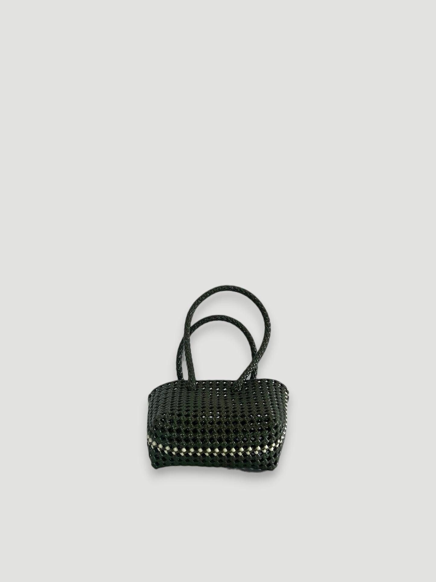 N°45XS bis - SAC PANIER TRESSÉ MAIN - MINI - kaki & crème