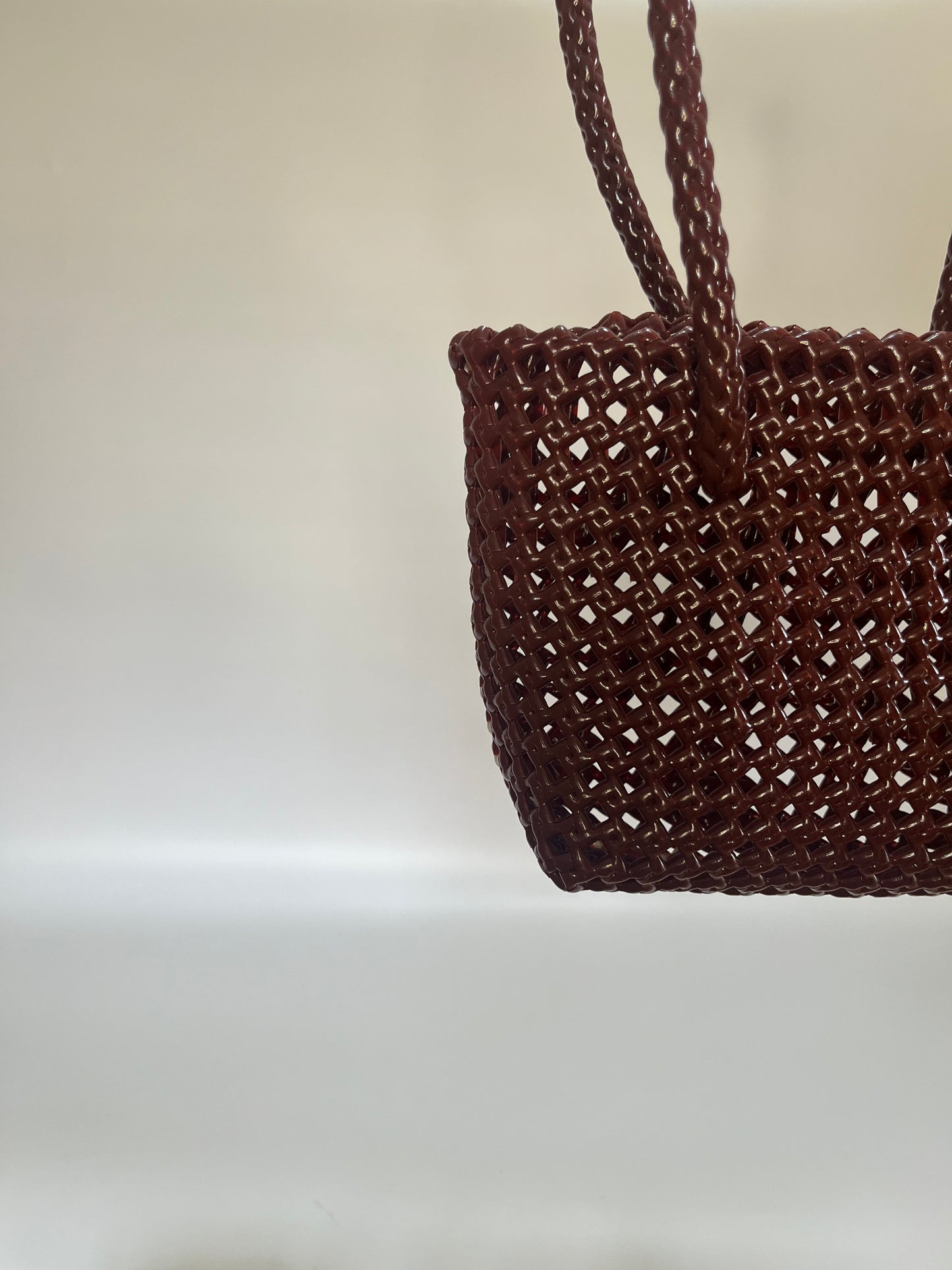 No. 257XS - Hand-braided basket bag - mini - burgundy &amp; cream