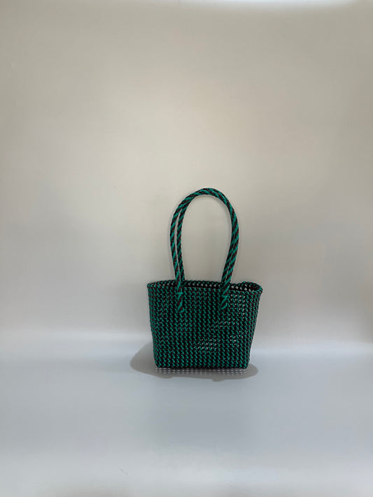 No. 306S - Hand-braided basket bag - small - multicoloured