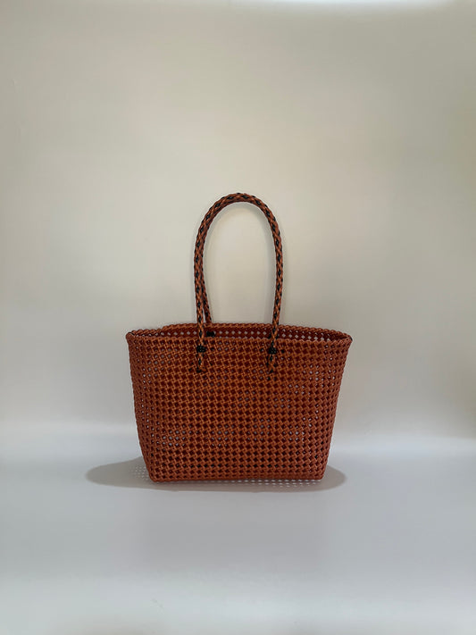 No. 315M - Hand-braided basket bag - medium - bronze &amp; black