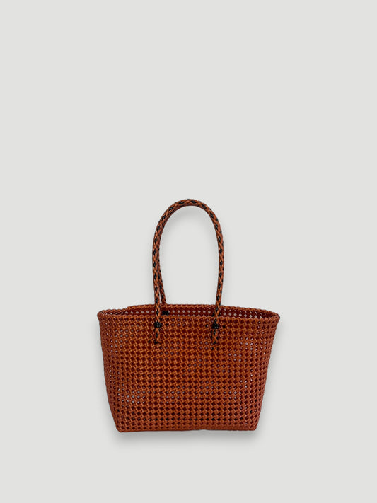N°315M - SAC PANIER TRESSÉ MAIN - MOYEN - bronze & noir
