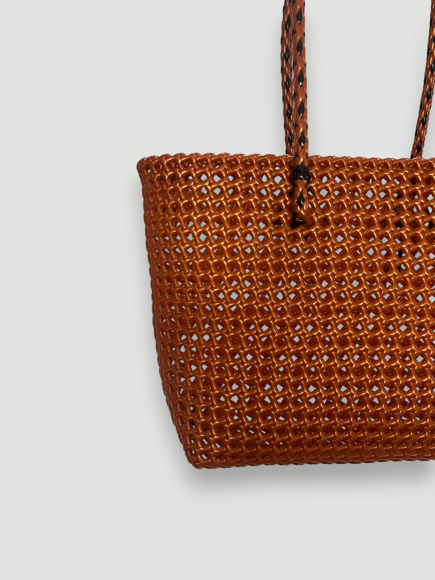 N°315M - SAC PANIER TRESSÉ MAIN - MOYEN - bronze & noir
