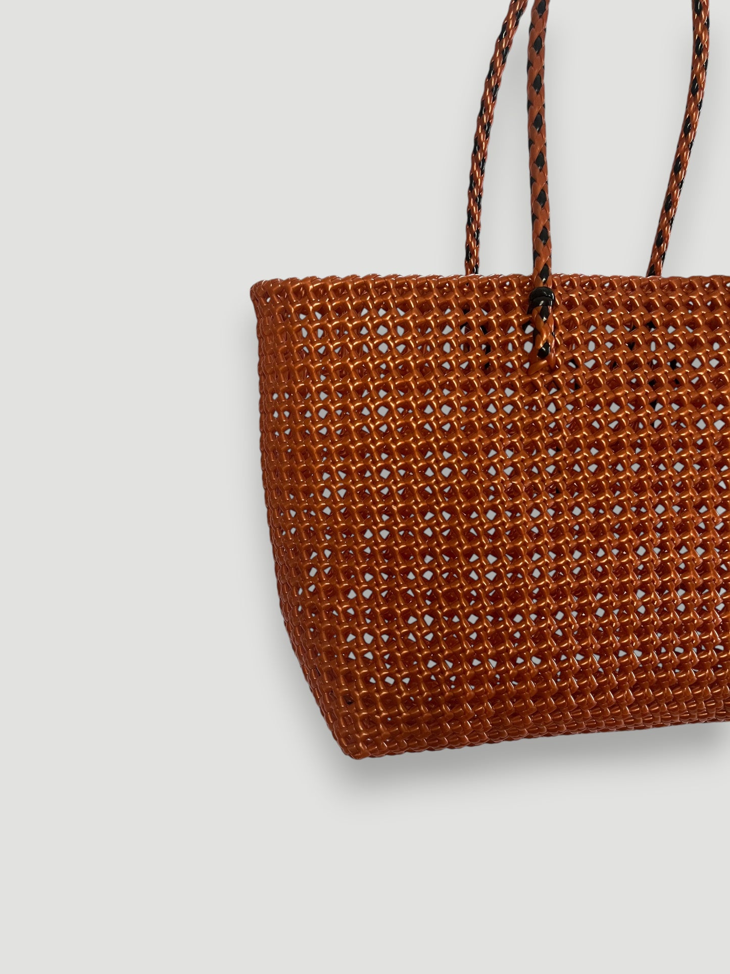N°315L - SAC PANIER TRESSÉ MAIN - GRAND - Bronze & noir