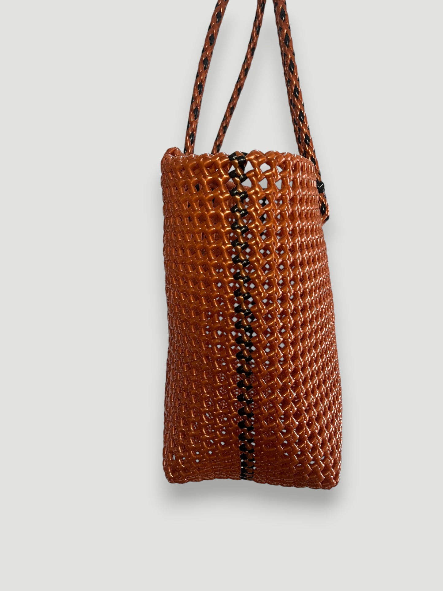 N°315L - SAC PANIER TRESSÉ MAIN - GRAND - Bronze & noir