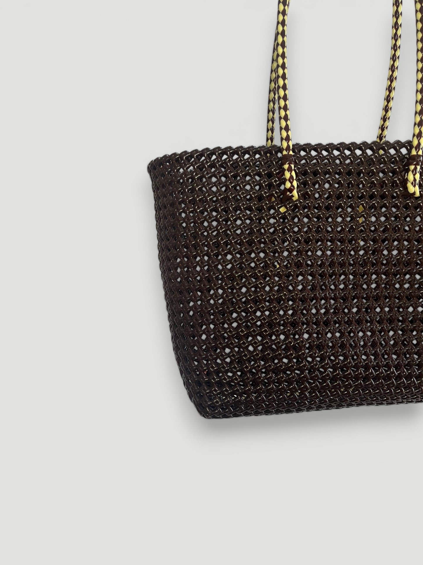 N°266L bis - SAC PANIER TRESSÉ MAIN - GRAND - marron & crème