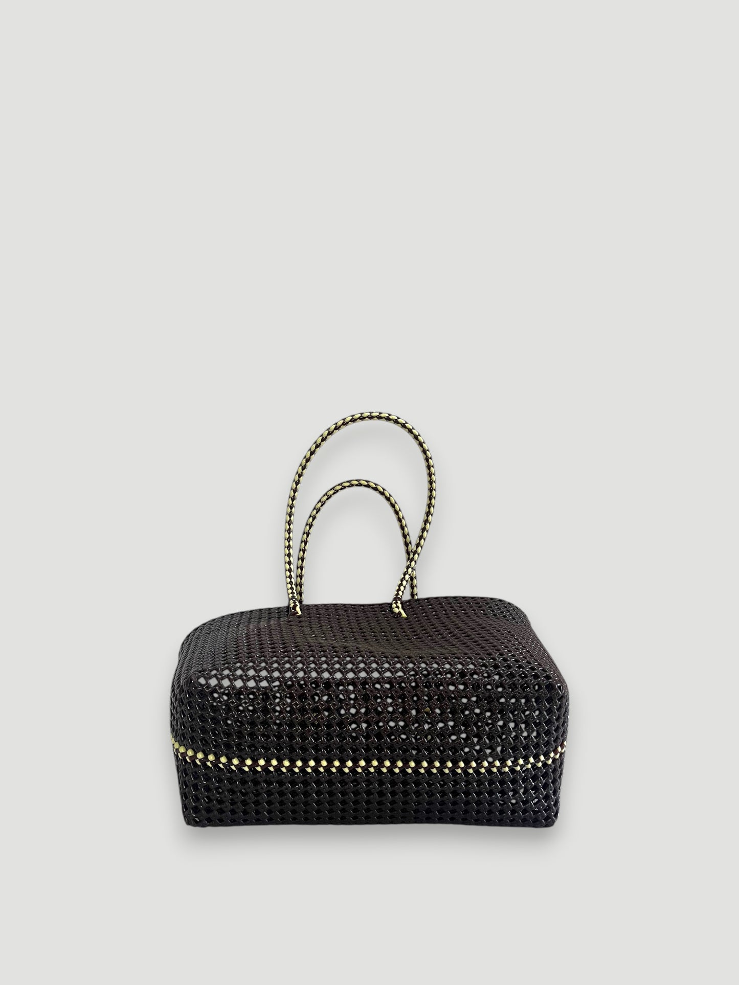 N°266L bis - SAC PANIER TRESSÉ MAIN - GRAND - marron & crème