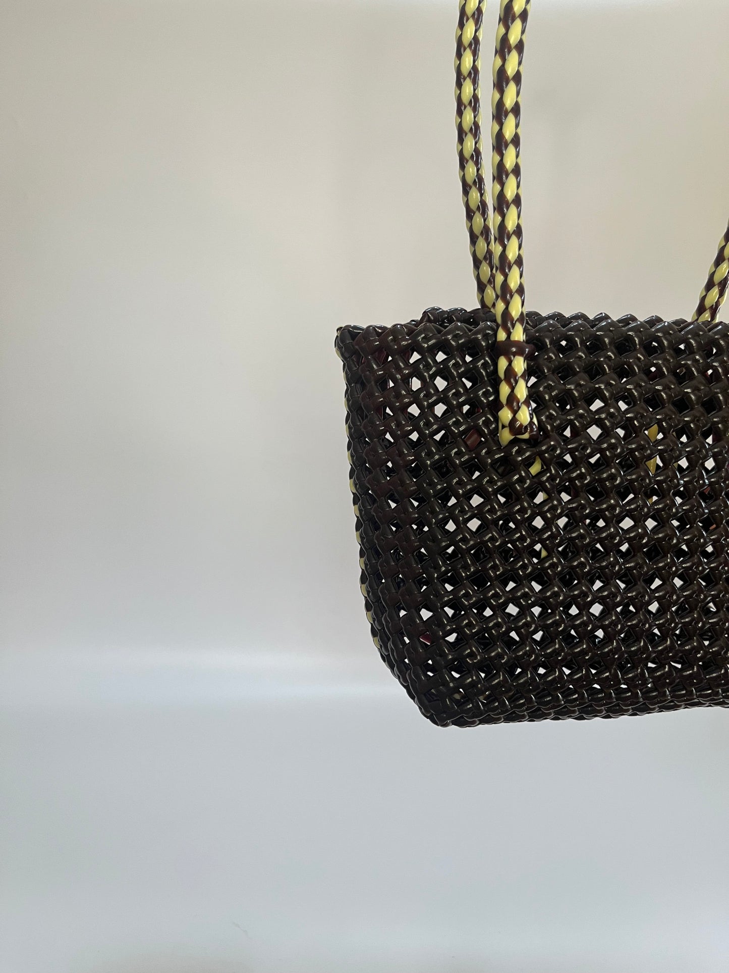 No. 266XS - Hand-braided basket bag - mini - brown &amp; cream