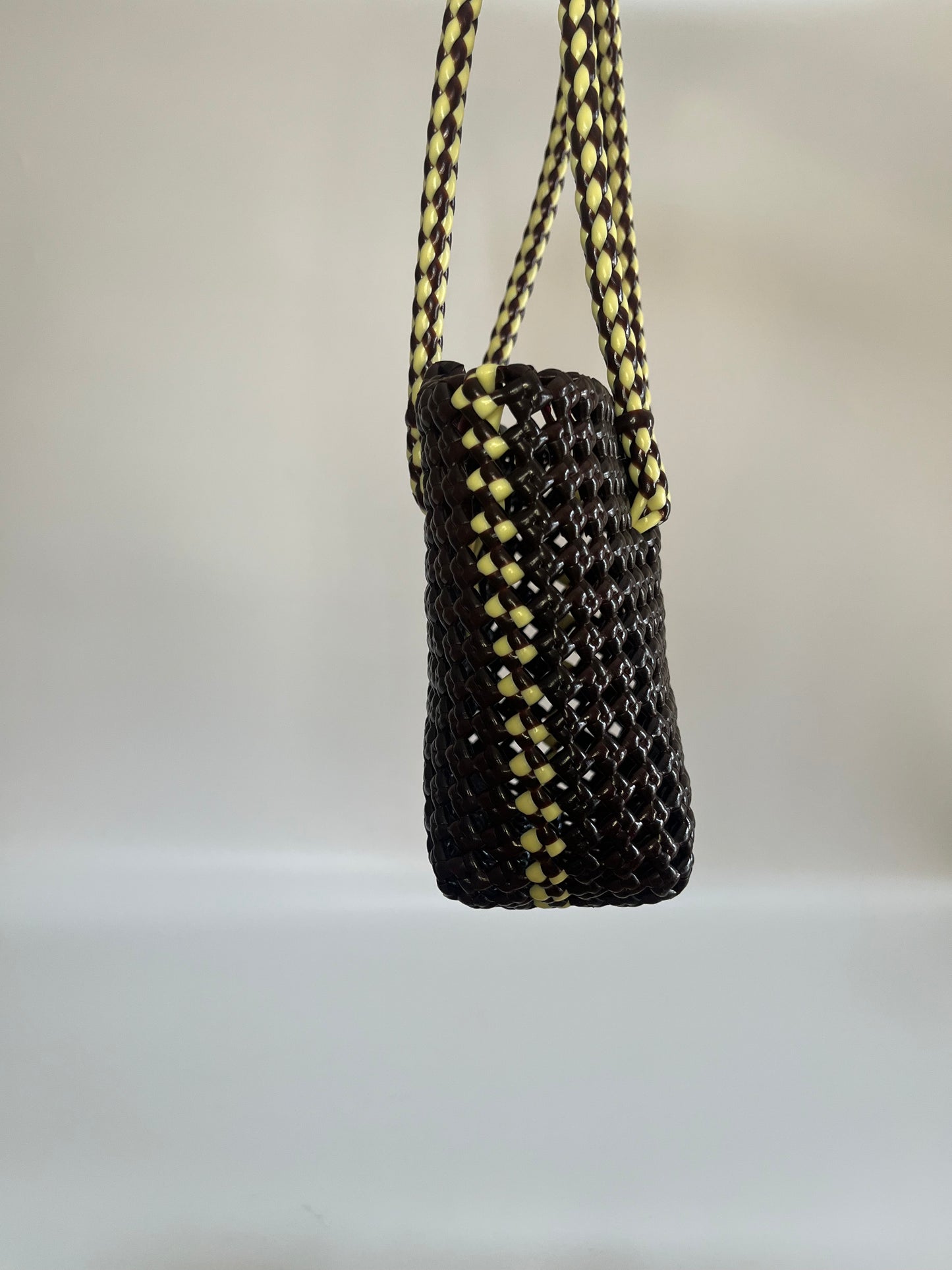 No. 266XS - Hand-braided basket bag - mini - brown &amp; cream