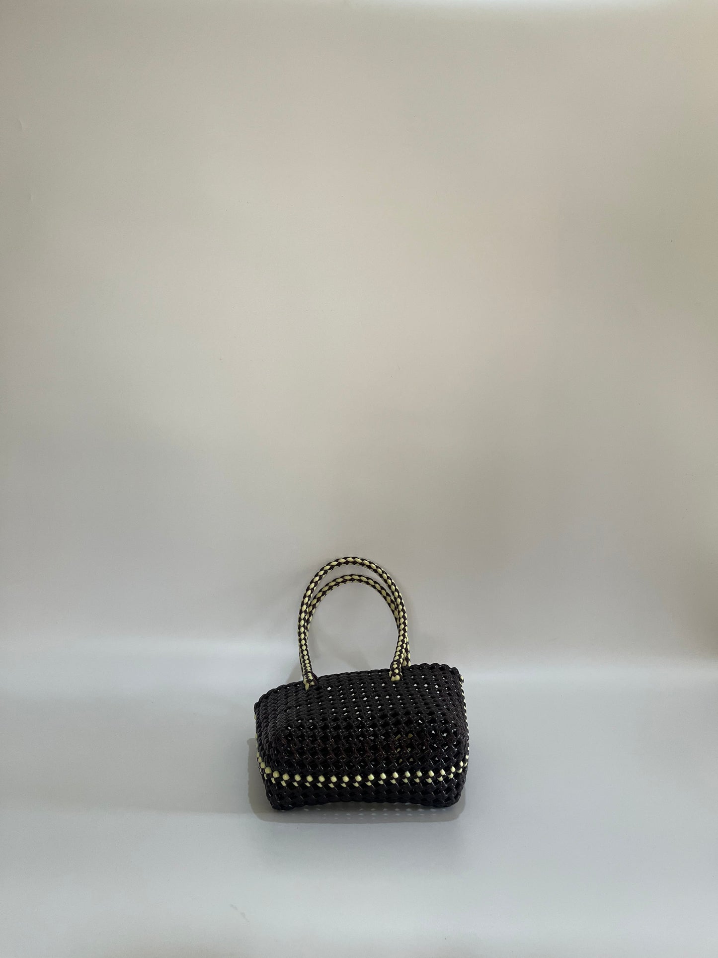 No. 266XS - Hand-braided basket bag - mini - brown &amp; cream