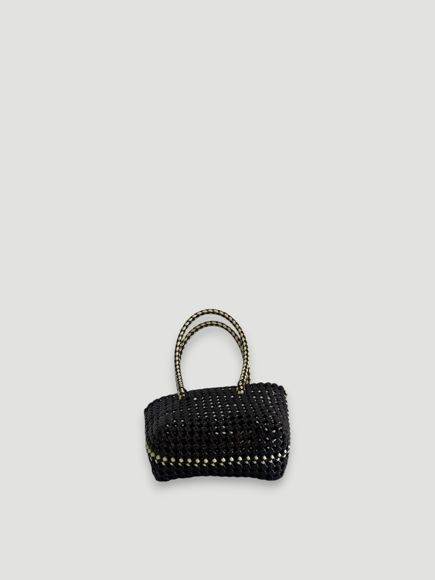 N°266XS bis - SAC PANIER TRESSÉ MAIN - MINI - marron & crème