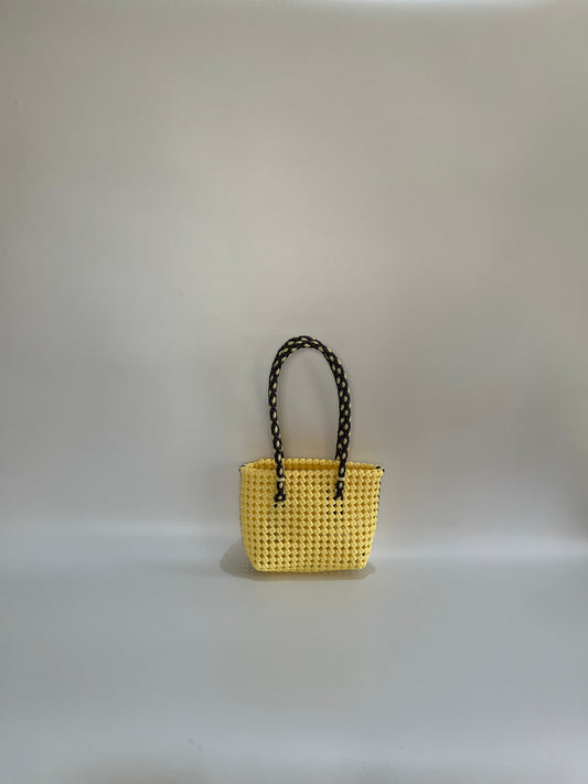 No. 347XS - Hand-braided basket bag - mini - cream &amp; brown