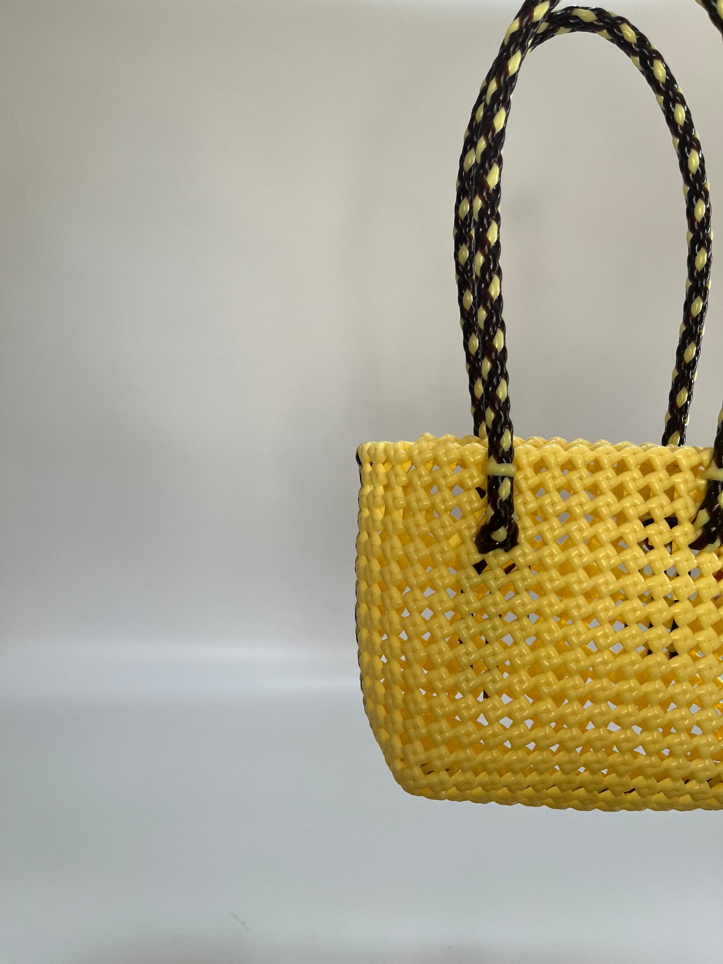 No. 347XS - Hand-braided basket bag - mini - cream &amp; brown